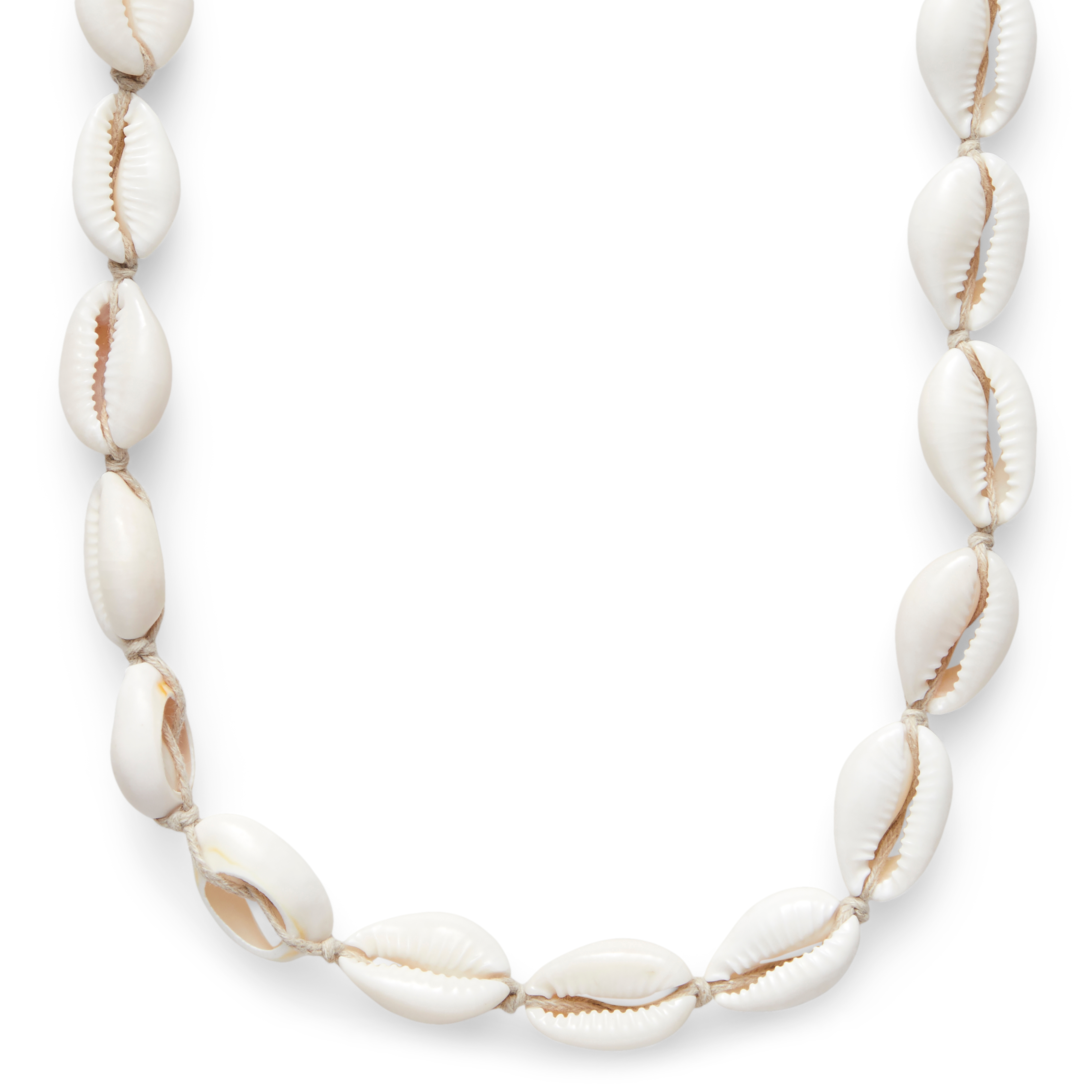Cowrie | Tide skjellhalskjede med lysebrun snor - 1