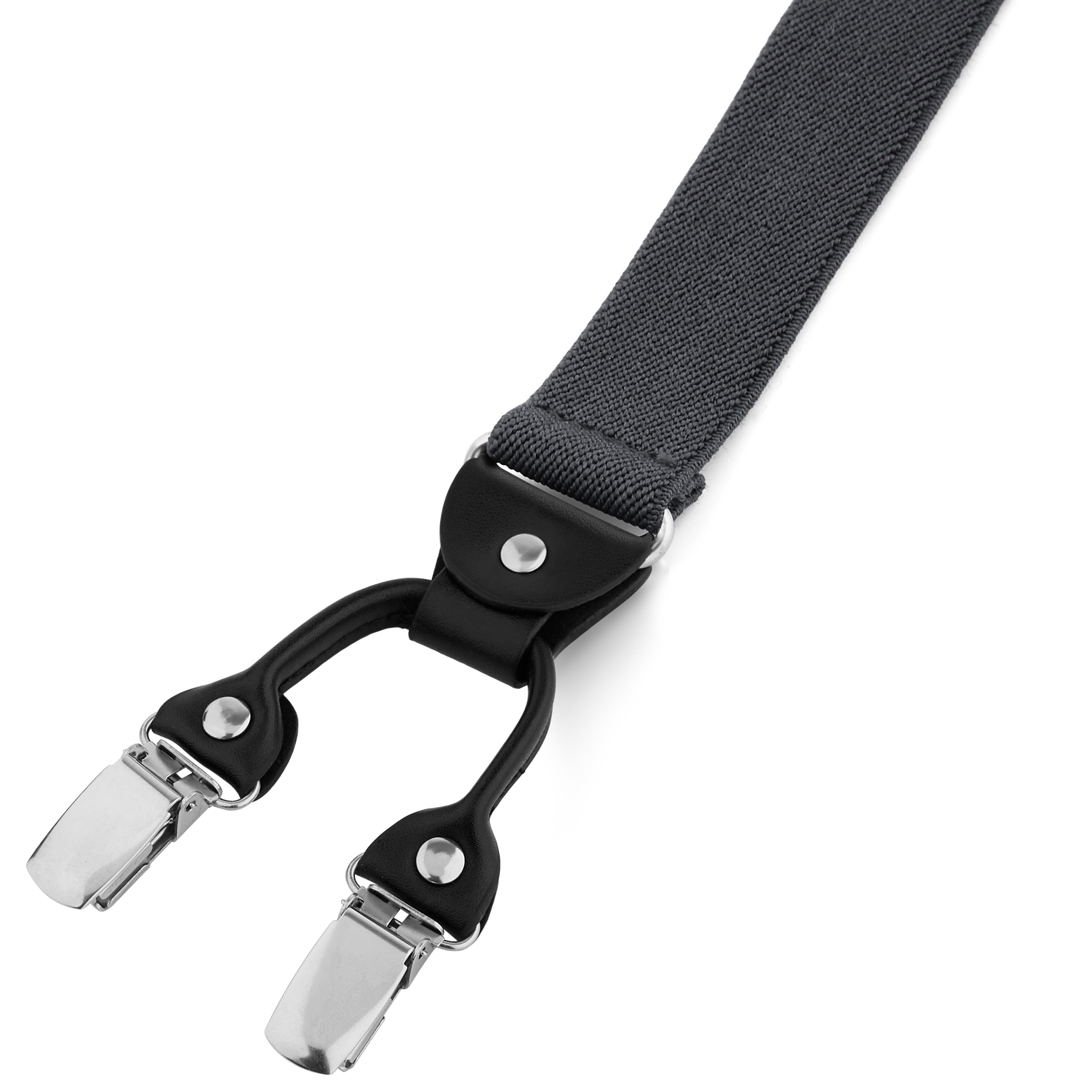 Тесни тъмносиви тиранти с клипс - 2