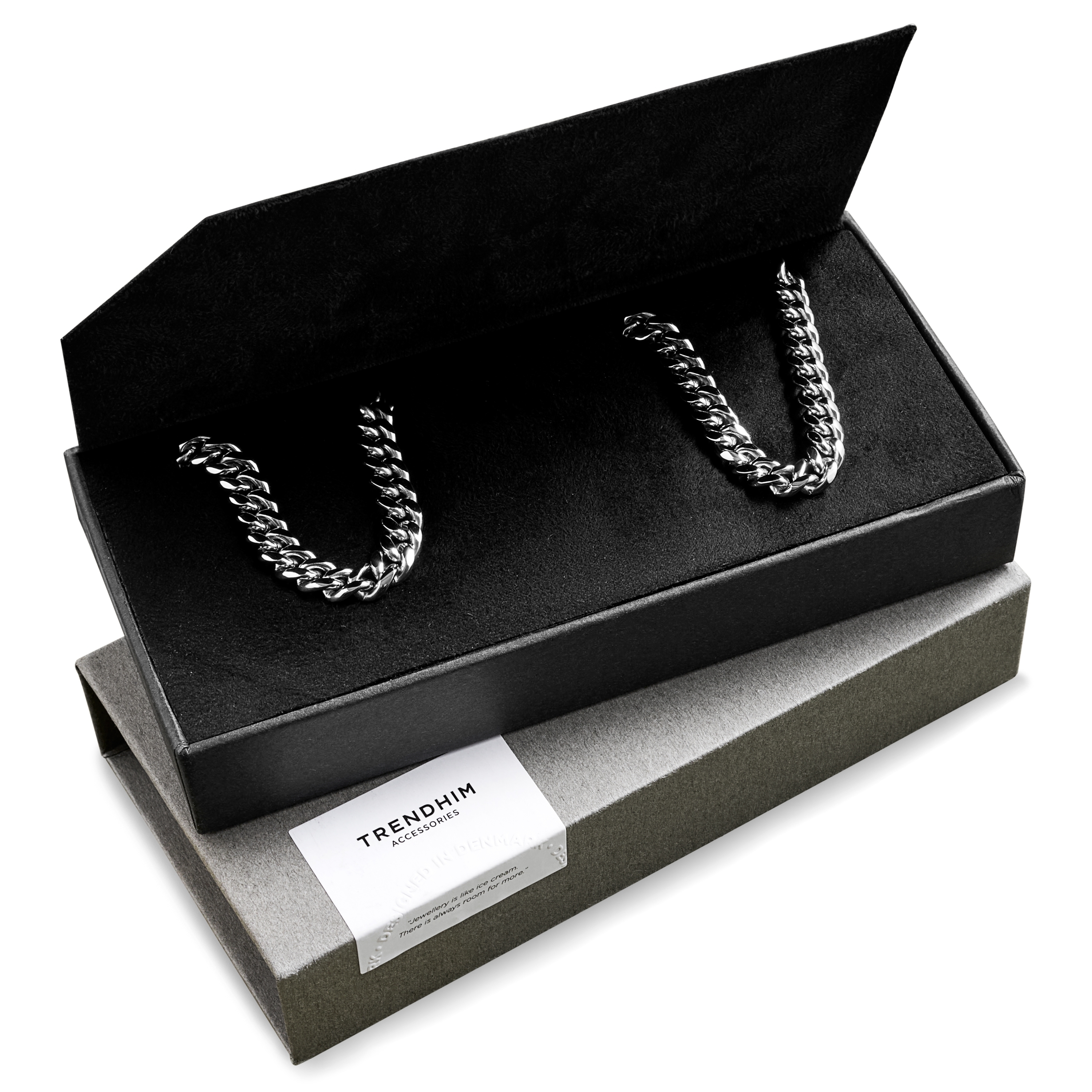 Medium | 4 mm Silver-tone Chain Bracelet & Necklace Gift Box - 1