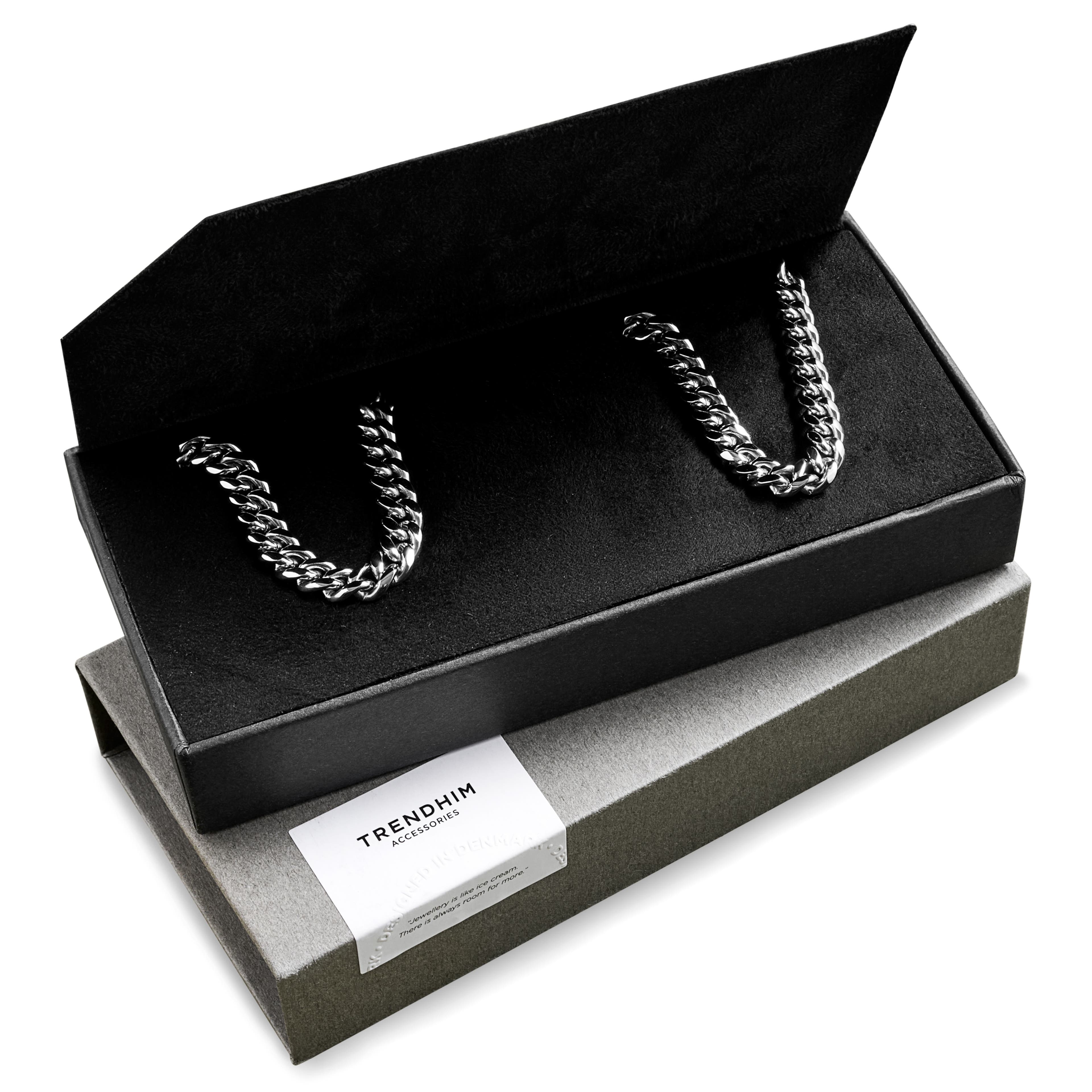 Medium | 4 mm Silver-tone Chain Bracelet & Necklace Gift Box - 1