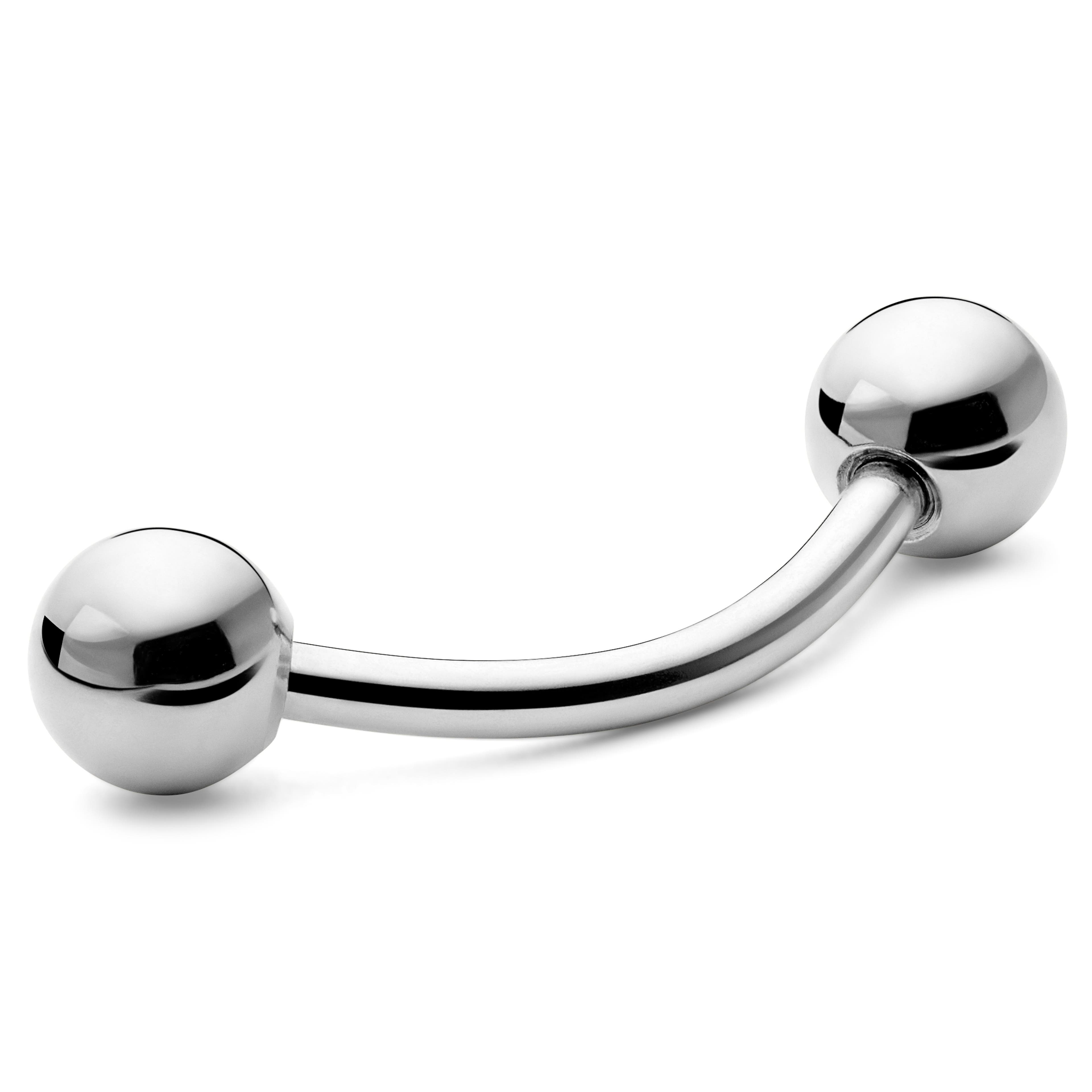 Piercing barbell courbé en titane argenté petite taille 8 mm