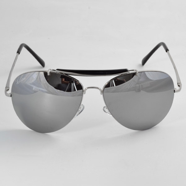 Sølv Retro Aviator Solbriller - 2
