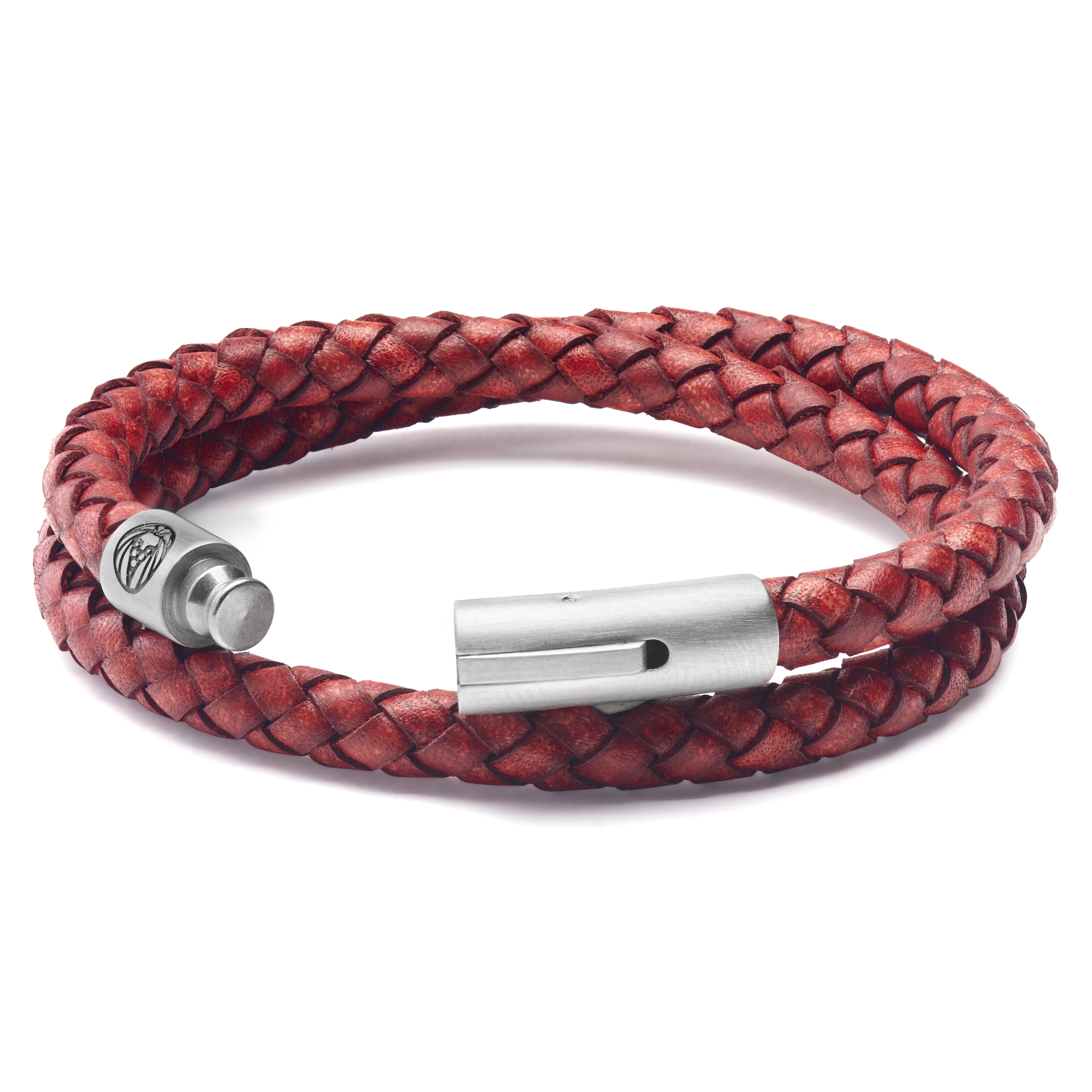 6 mm Red Leather Wrap Around Bracelet - Small - 2
