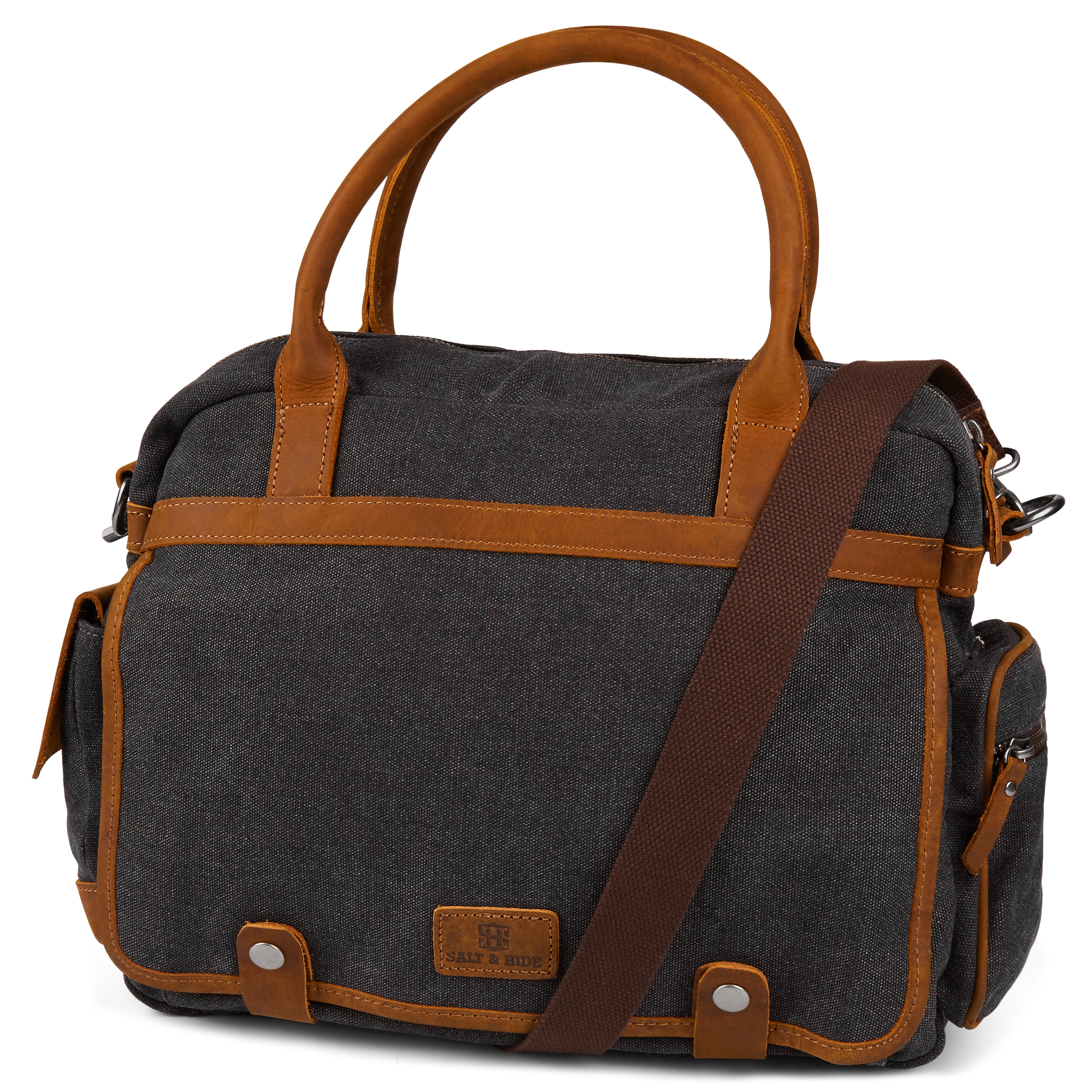 Tarpa, Graphite Canvas & Tan Leather Messenger Bag