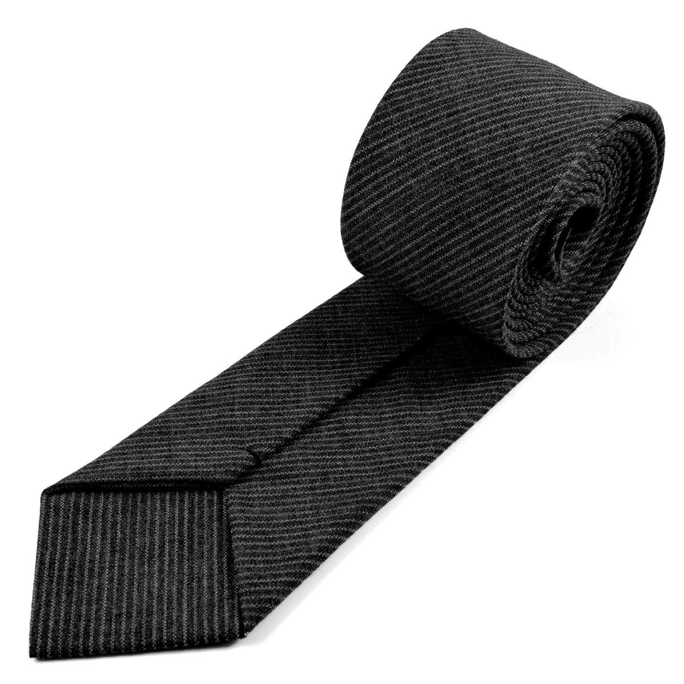 Szary wełniany krawat w paski - 3