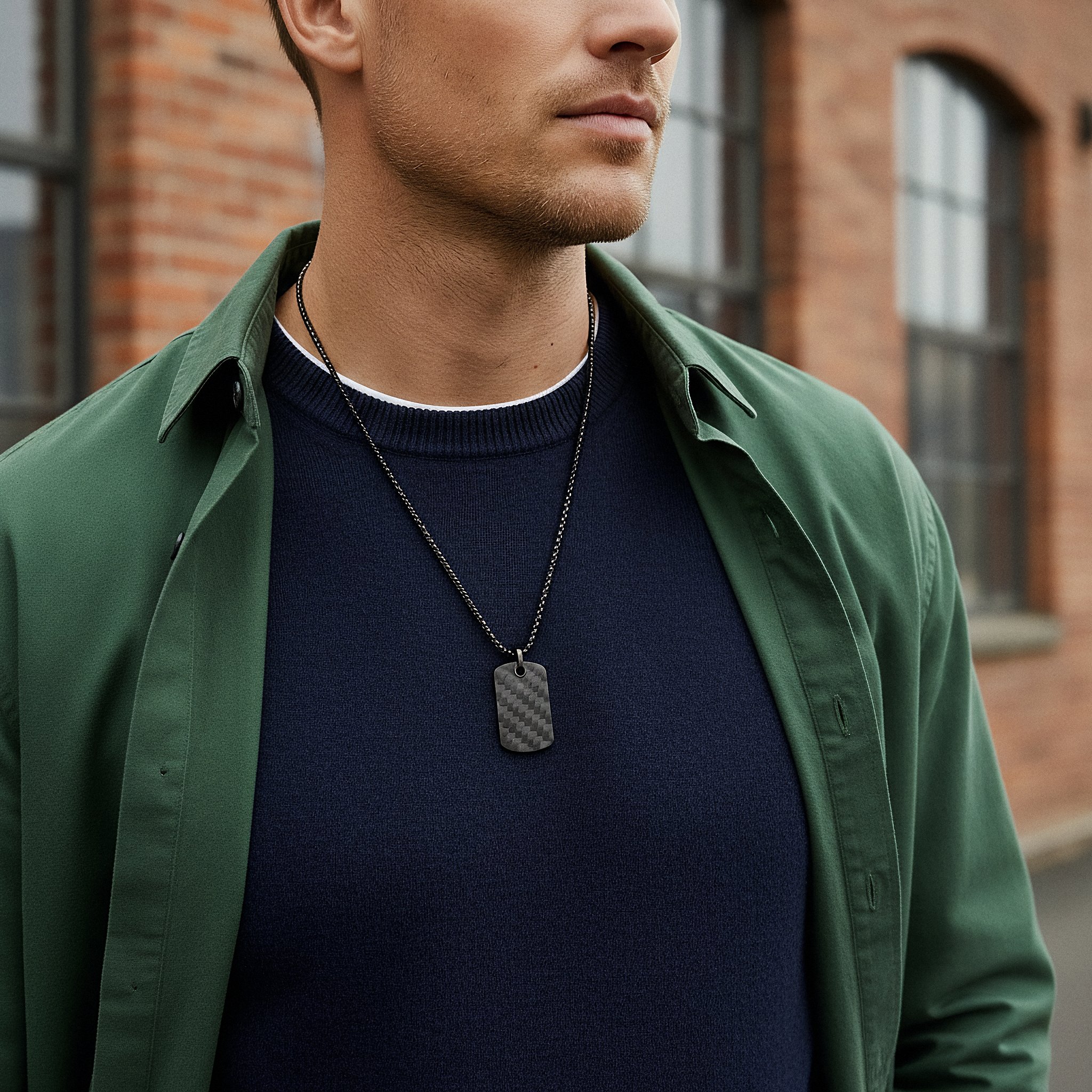 Panther | Black Carbon Fibre Dog Tag Necklace - 3