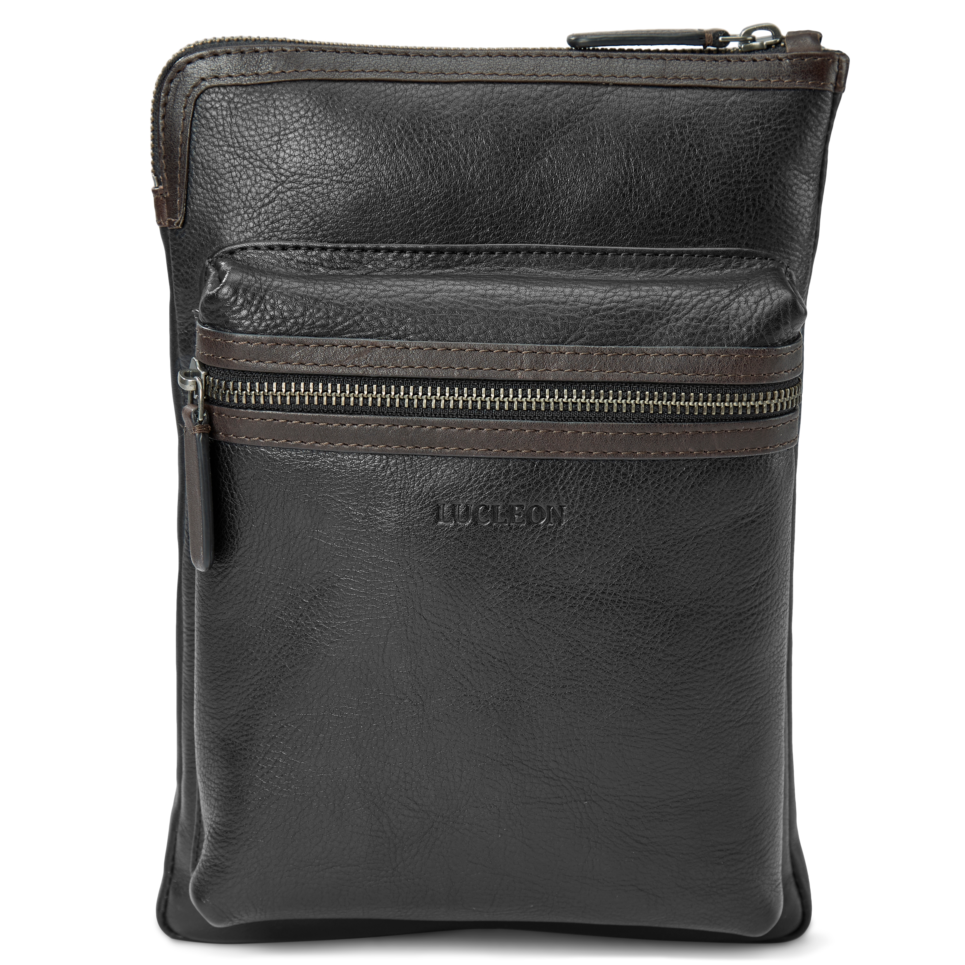 Liam Schwarze & Dunkelbraune Leder Tablethülle - 4