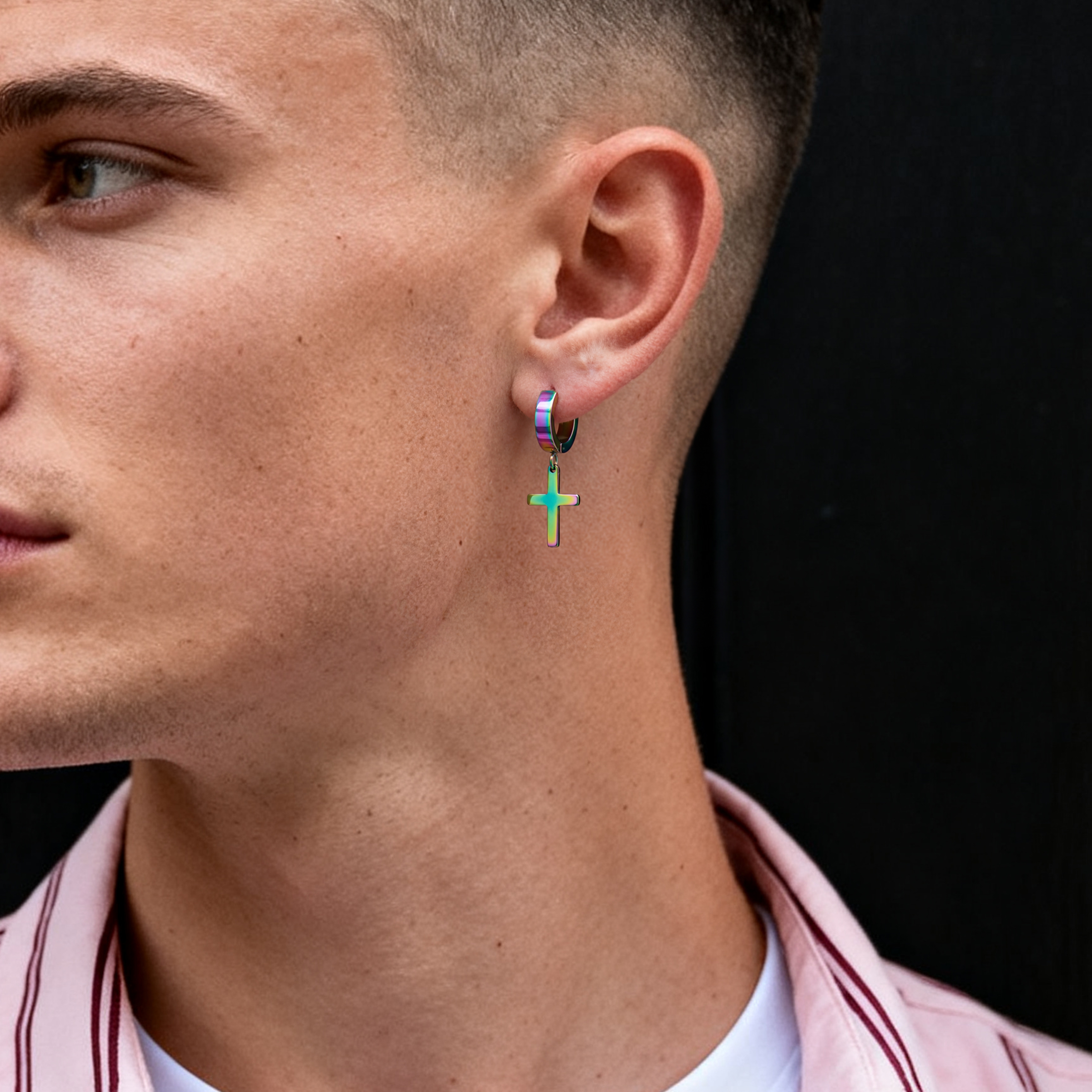 Rainbow Cross & Hoop Earring - 3