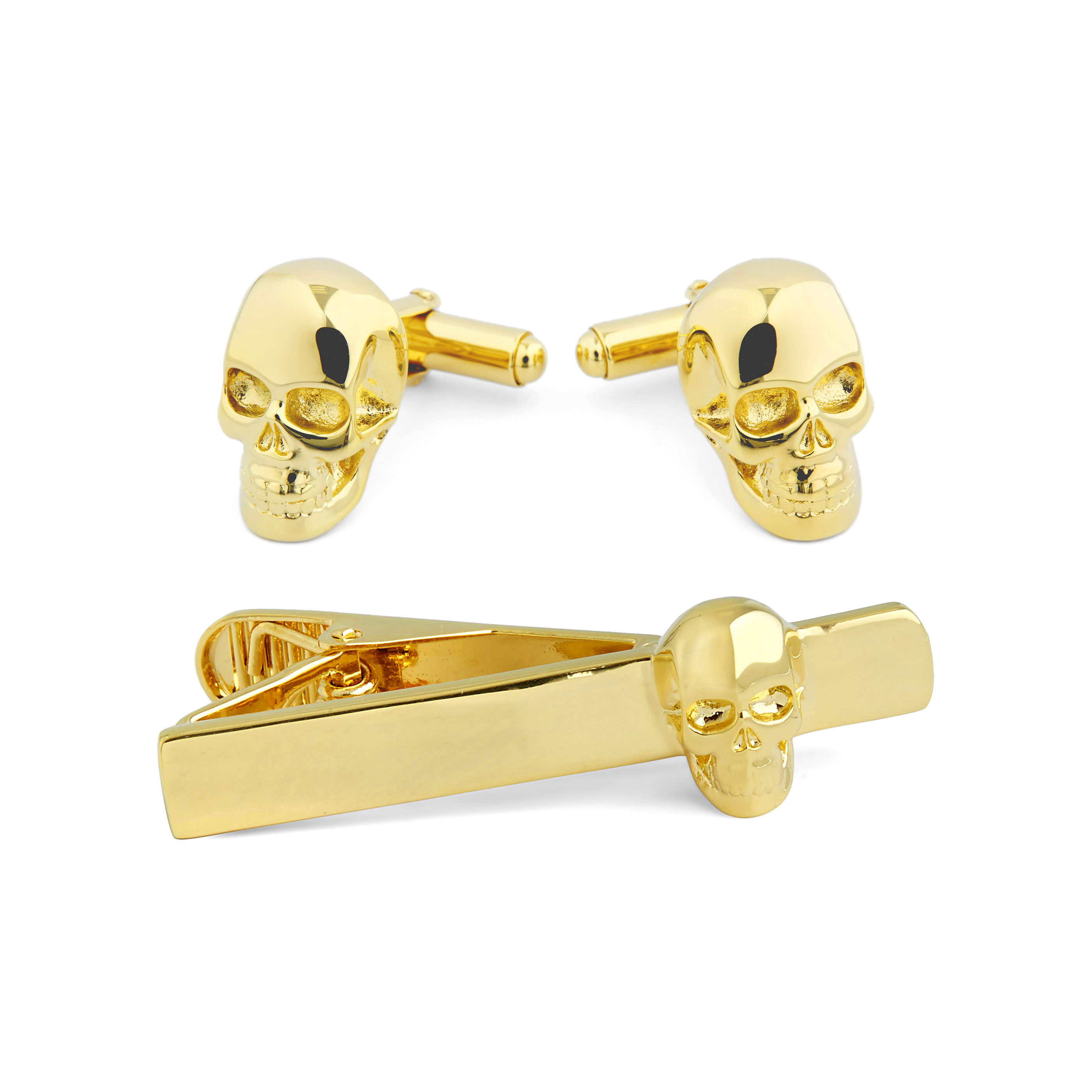 Lyhyt kultainen pääkallosetti, 925-hopeaa - 1