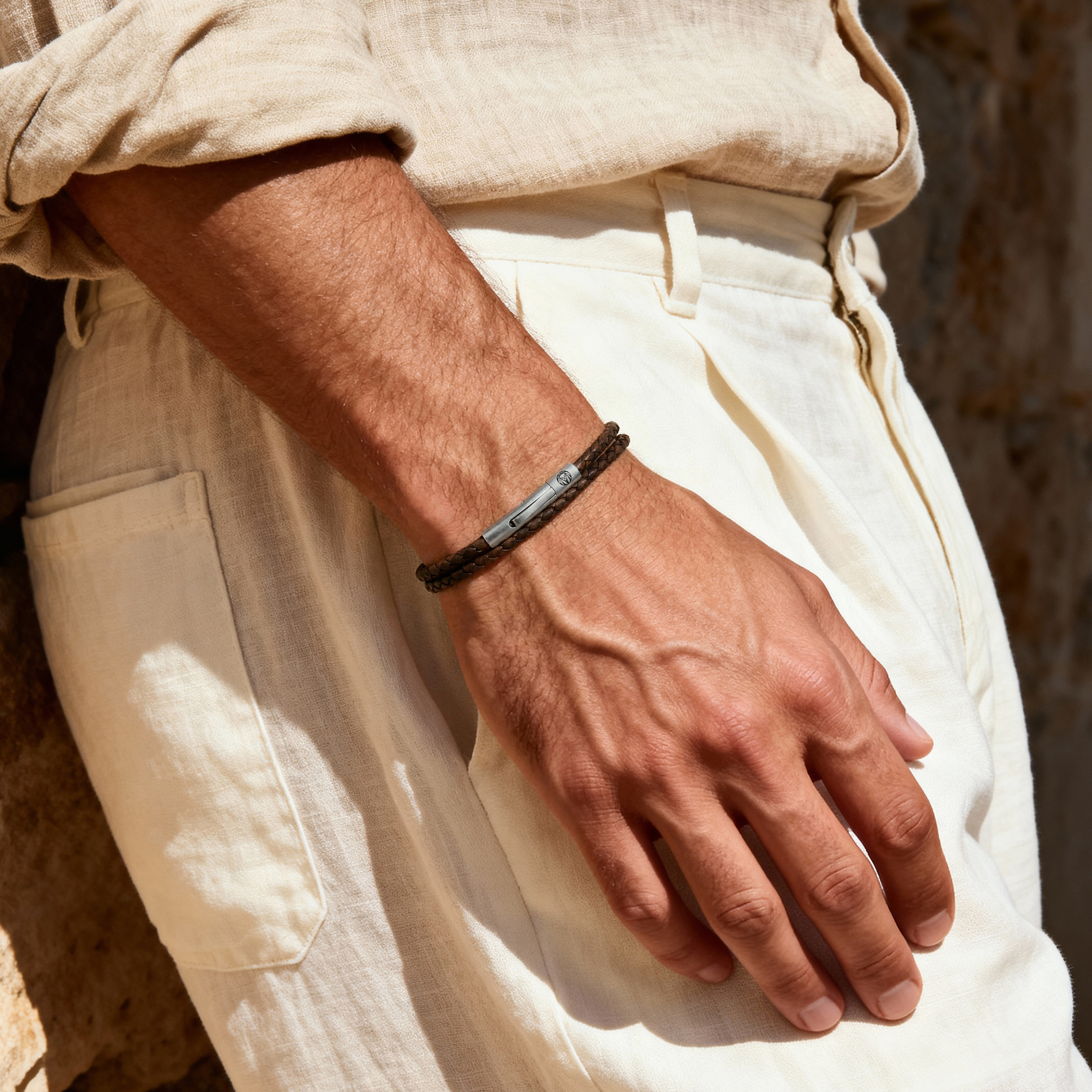 Collins 3 mm pruun nahk ümber randme keeratav käevõru - 2