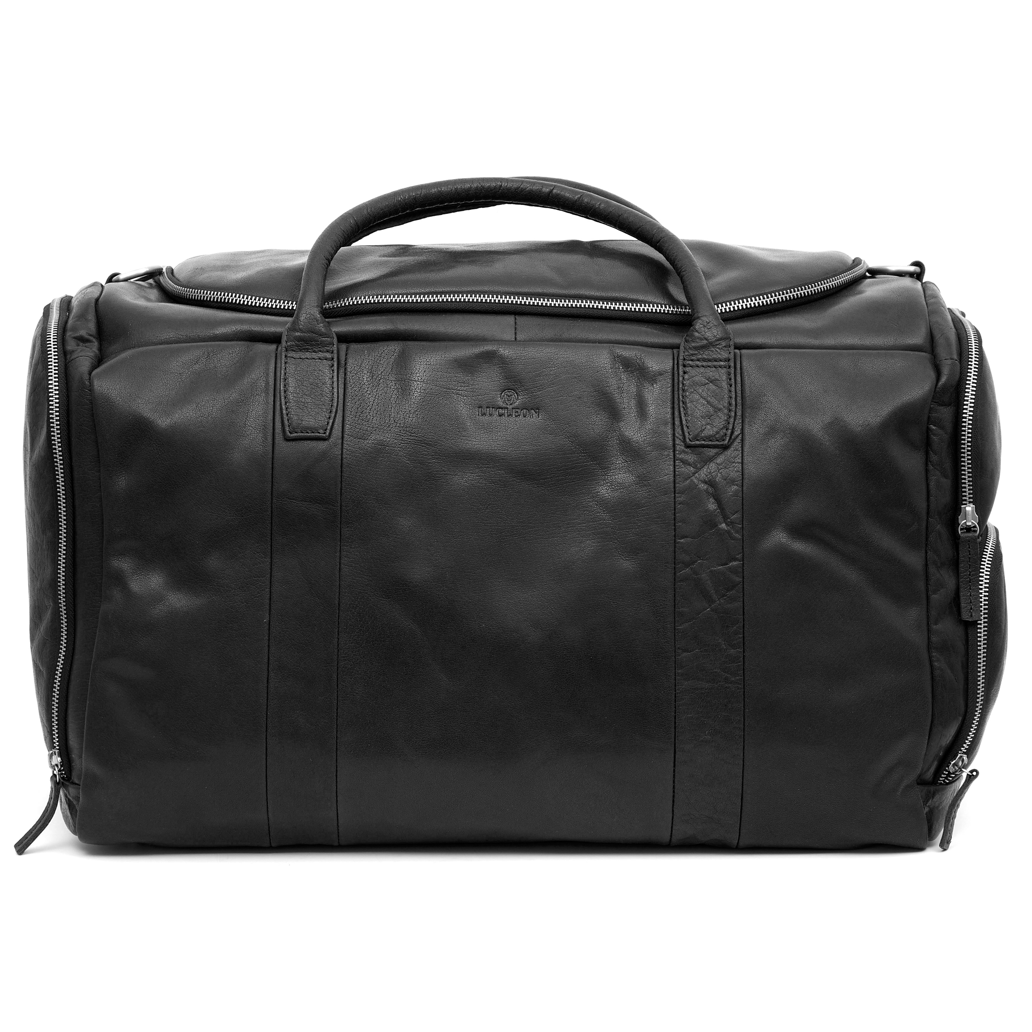 Montreal nagyméretű fekete bőr sporttáska - 2