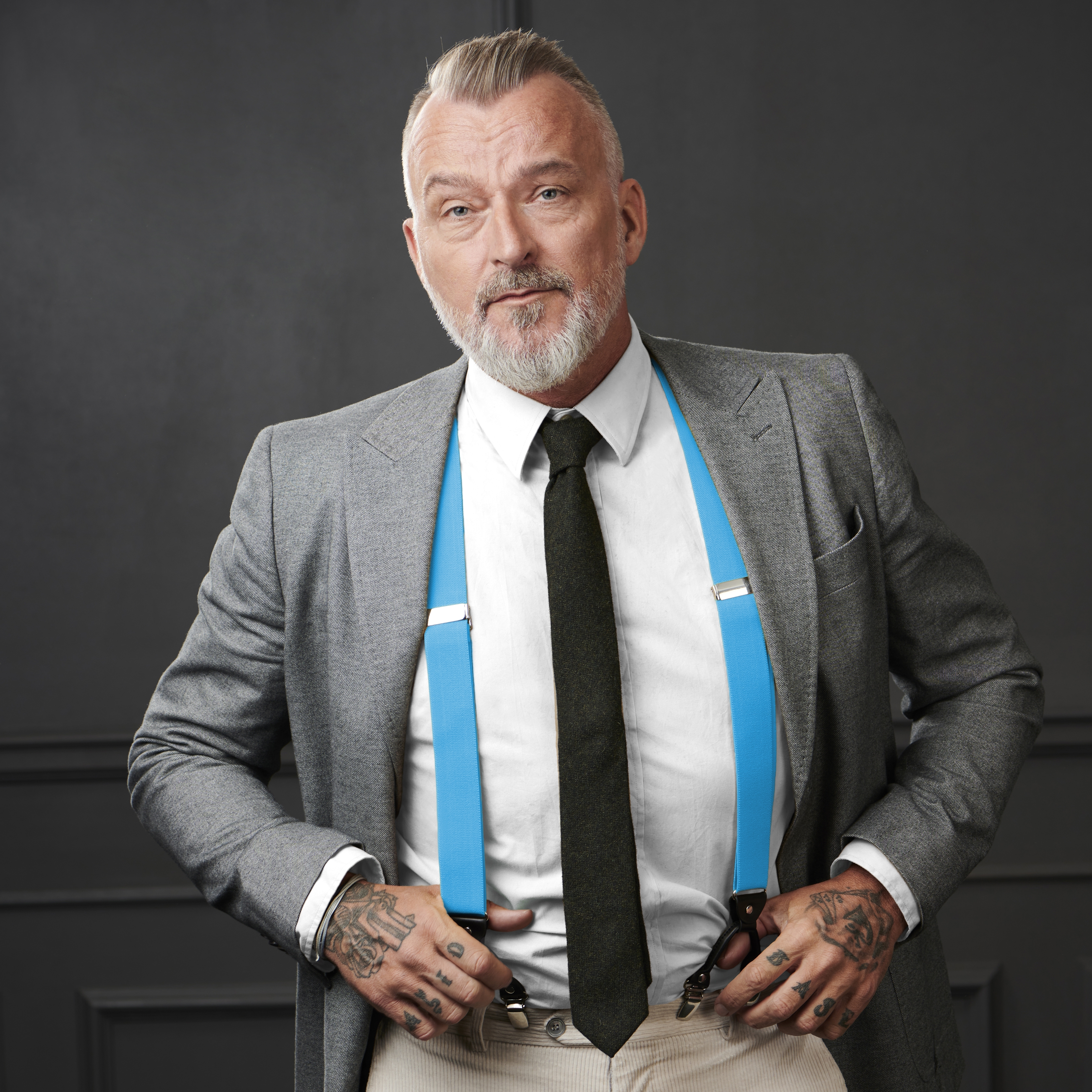 Wide Sky Blue Clip-On Braces - 5