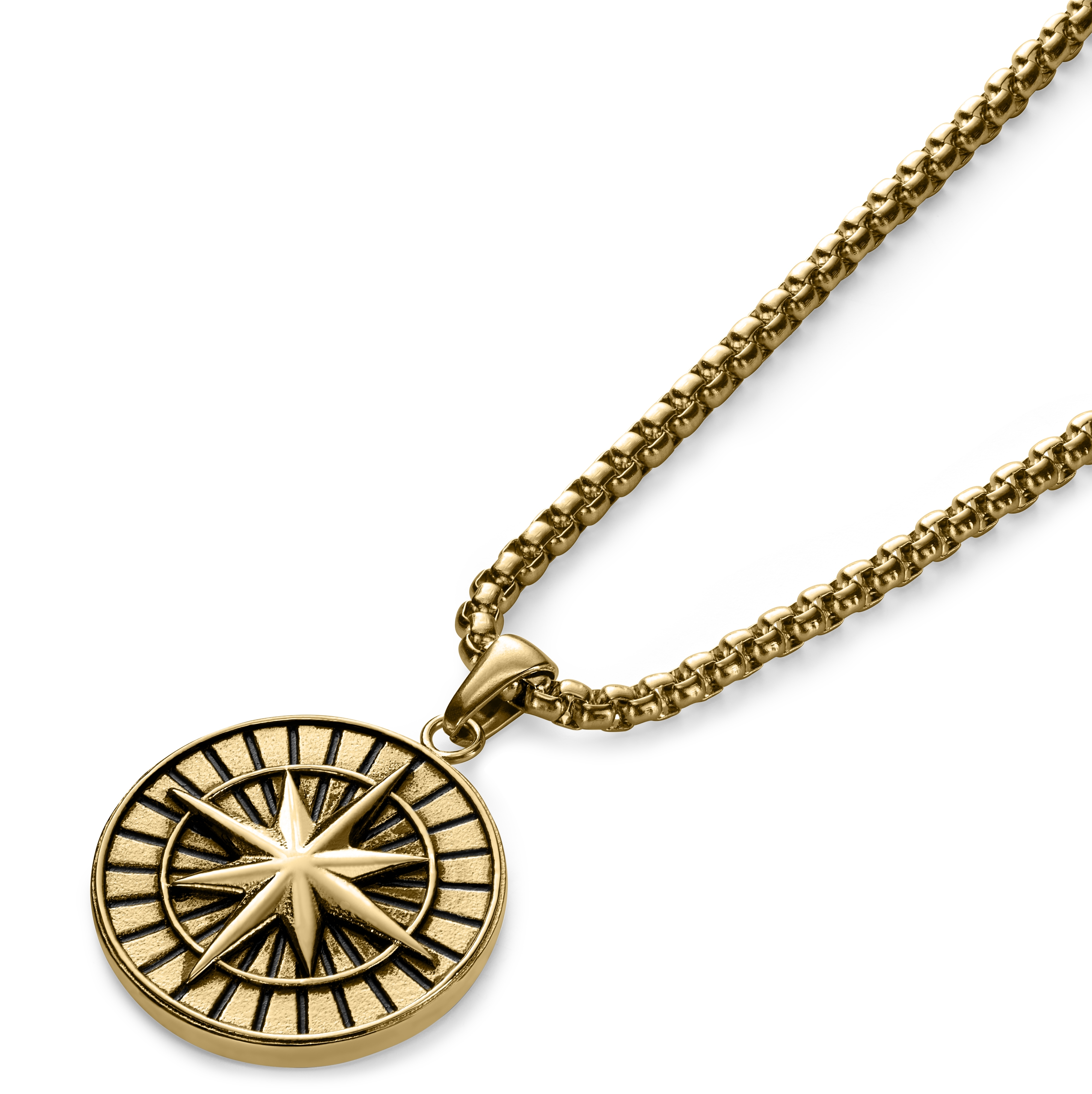 Atlas | Gold-tone Stainless Steel North Star Pendant Necklace - 5