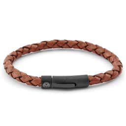 Tan & Black Braided Leather Cord Bracelet