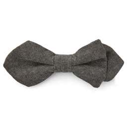 Grey Cotton Pointy Pre-Tied Bow Tie