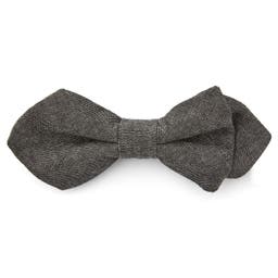 Dark Grey Cotton Pointy Cotton Pre-Tied Bow Tie