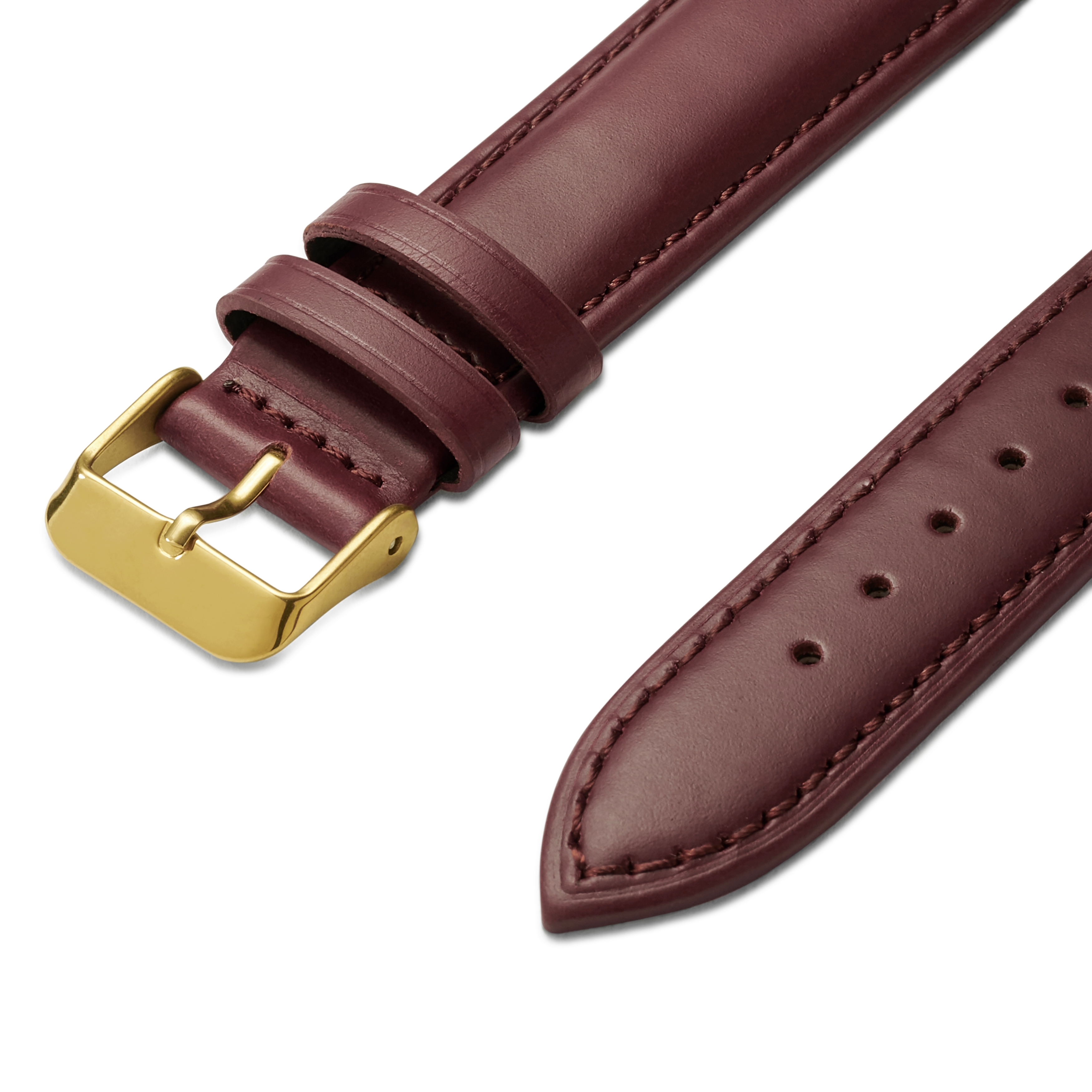 Bracelet de montre en cuir marron foncé de 24 mm avec boucle dorée - Fixation rapide - 2