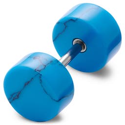 Satago | 8 mm Blue Turquoise & Stainless Steel Faux Plug Stud Earring