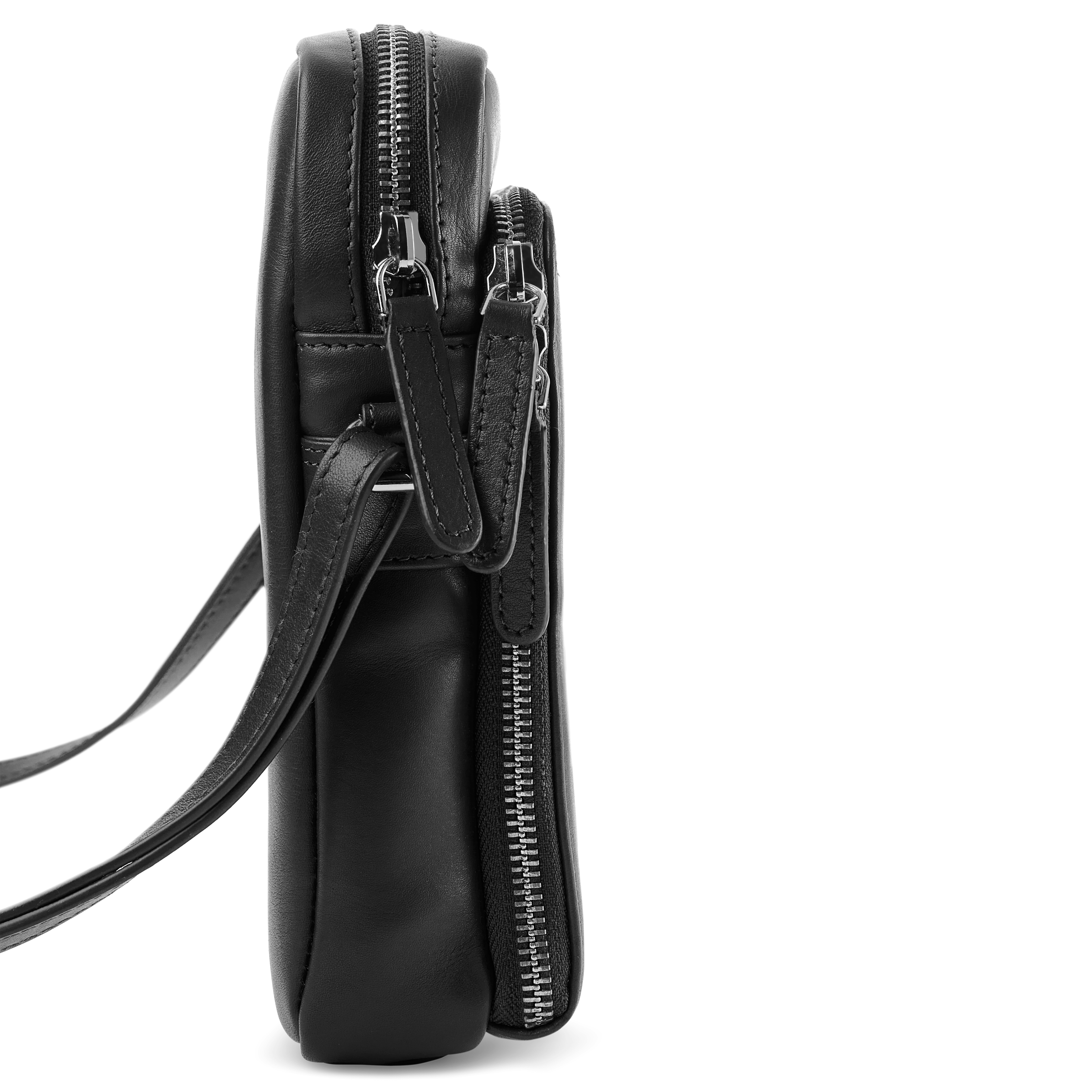 Musta Nahkainen Puhelinlaukku Etutaskulla - 3