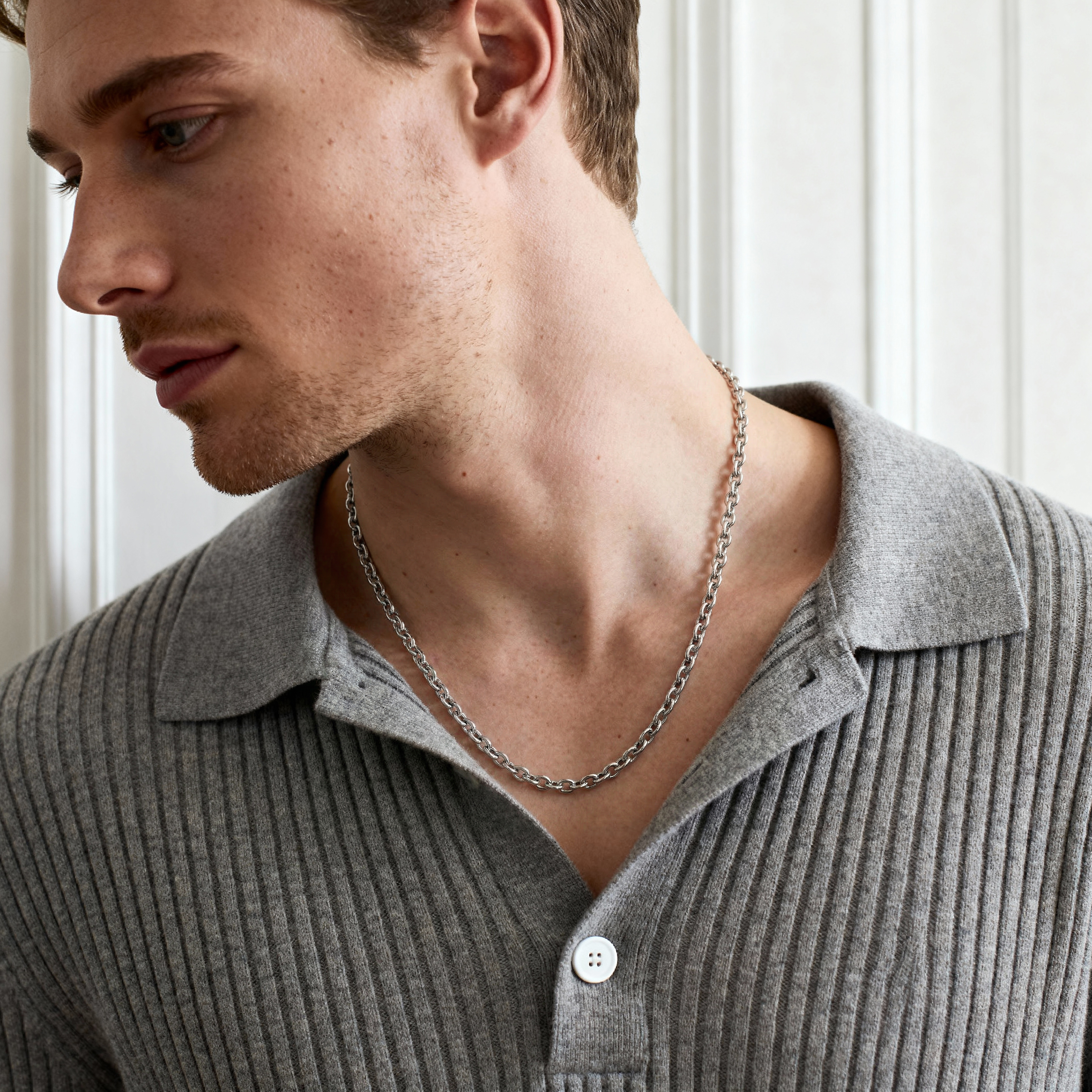 Essentials | Ogrlica s lancem u obliku kabla srebrne boje, 6 mm - 2