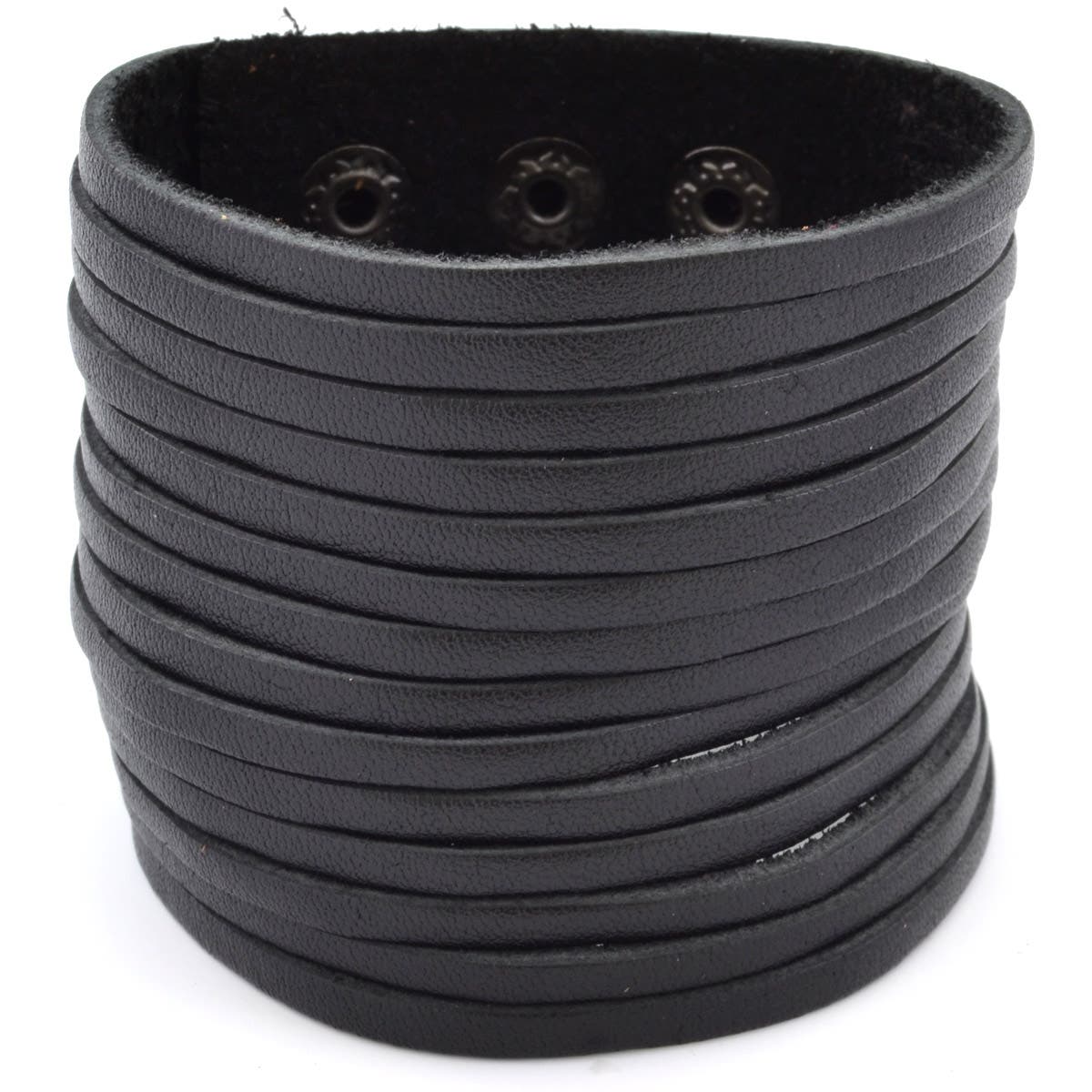 Black Leather Adjustable Wide Wrap Cuff Bracelet | In stock! | Collin Rowe