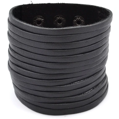 Svart Brett Multi Läderarmband Svart Brett Multi Läderarmband