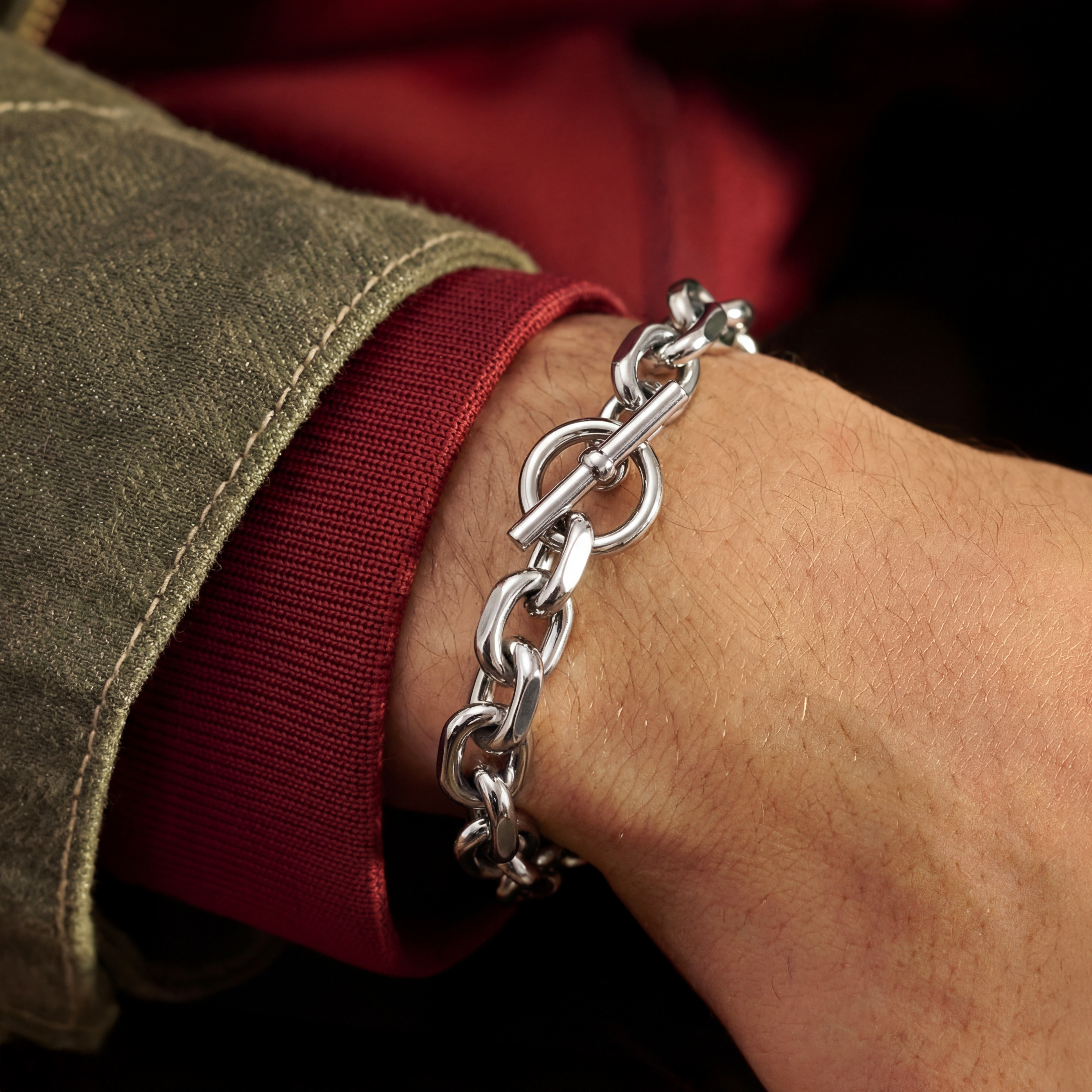 New Classics | Silver‑Tone Stainless Steel O‑Link Toggle Bracelet - 3