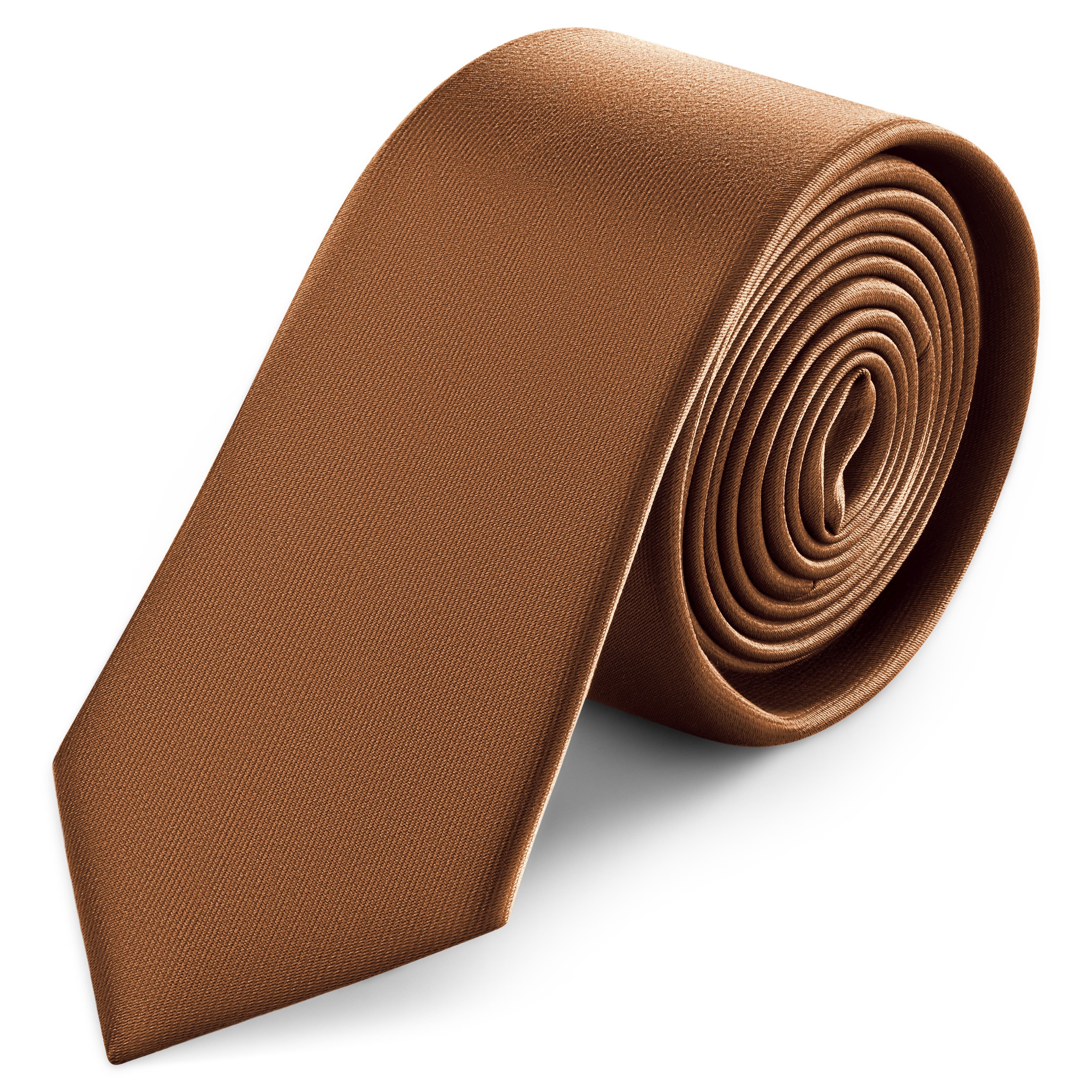 Ръждивокафява тясна сатенена вратовръзка 6 см