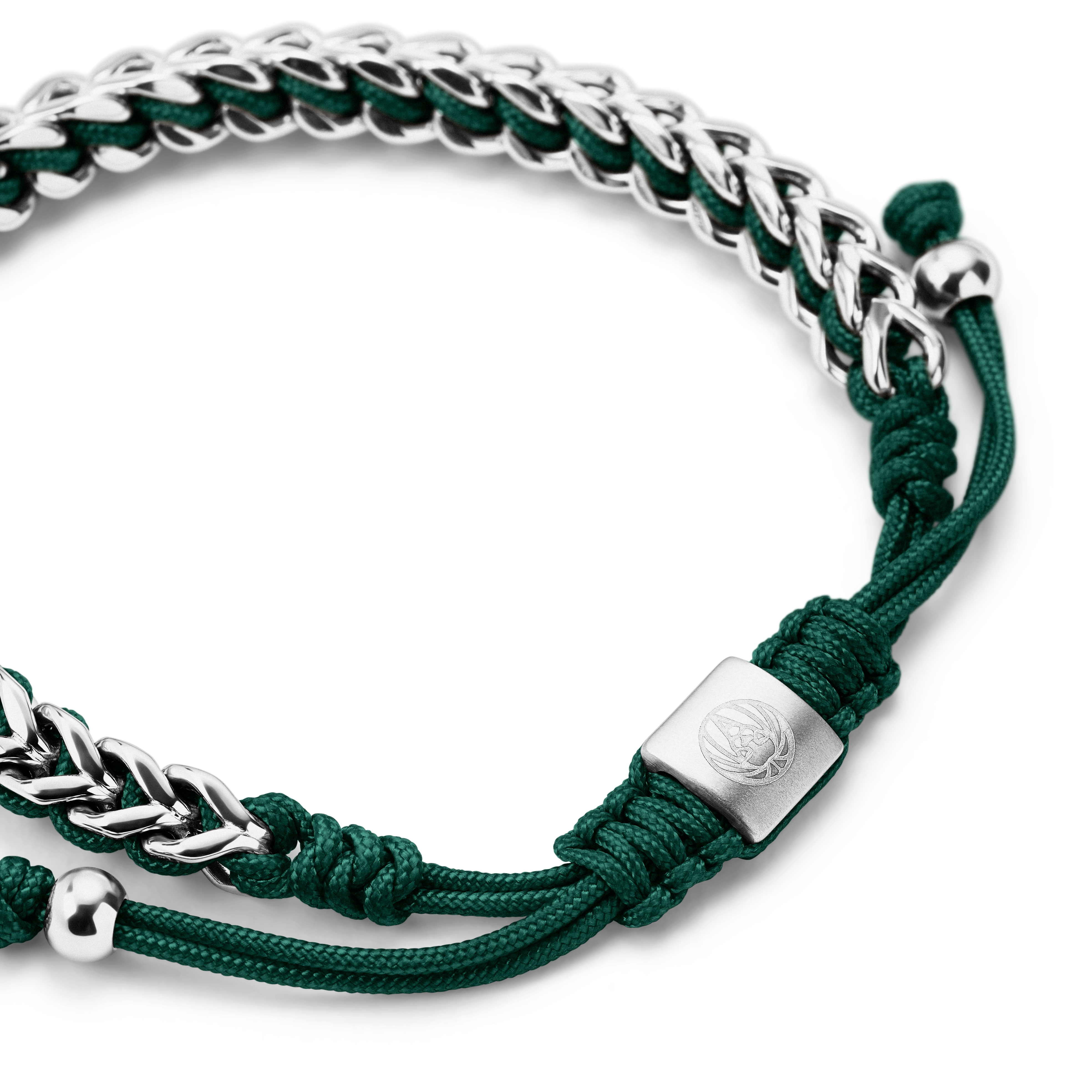 Edelstahl- und Grün-Nylon-Armband - 4