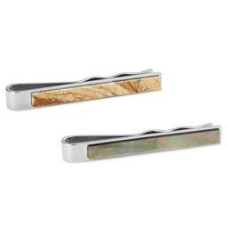 Madagascar Stone and Mother of Pearl Tie Clip Set