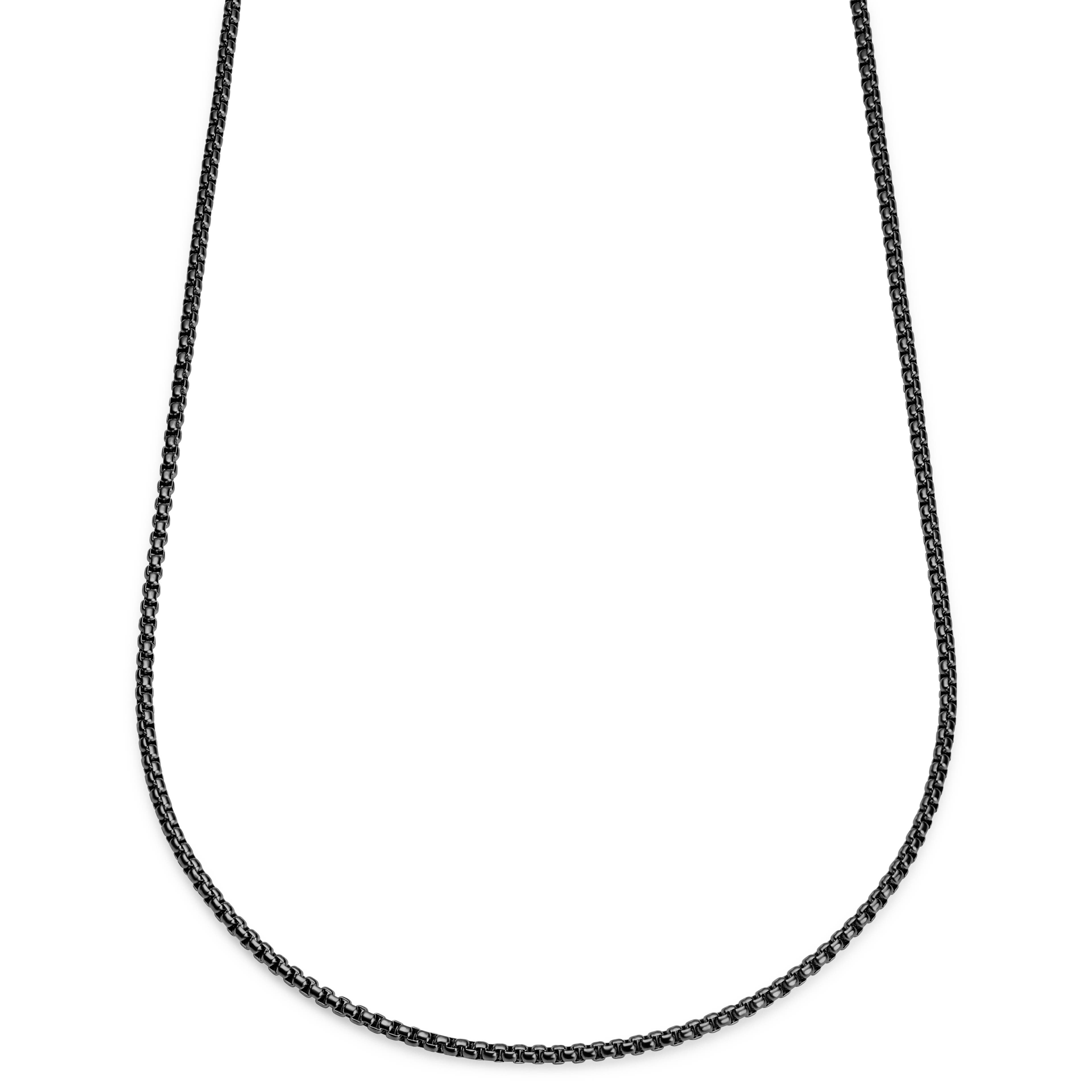 Essentials | 3 mm Gunmetal Black Curved Box Chain Necklace