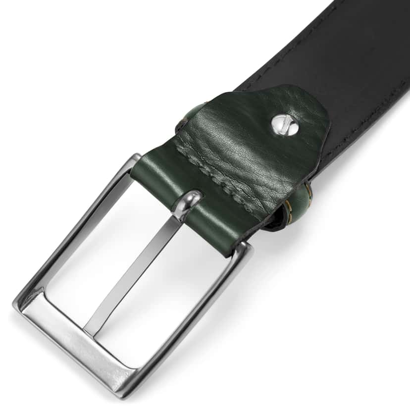Closed Leather Belt - Clover Green