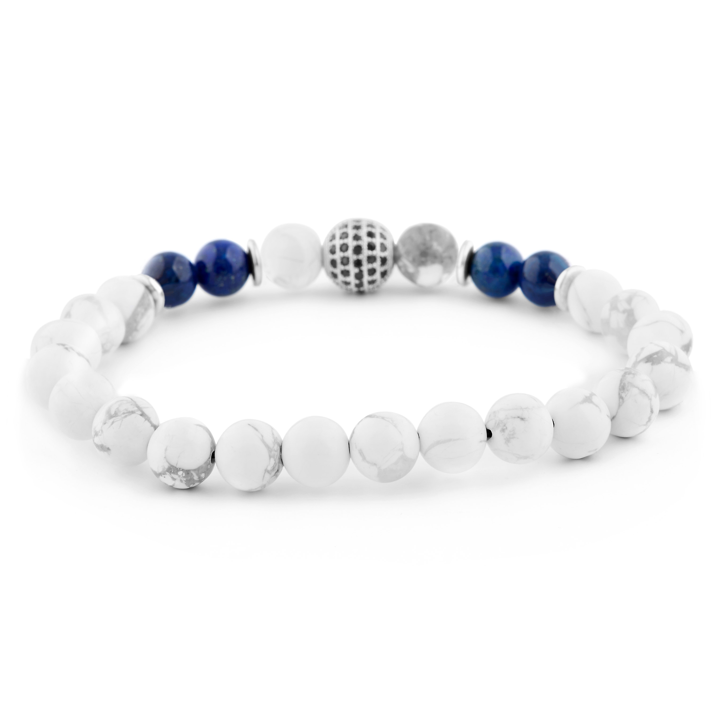 8 mm White Pine and Lapis Lazuli Royal Stone Bracelet - 2
