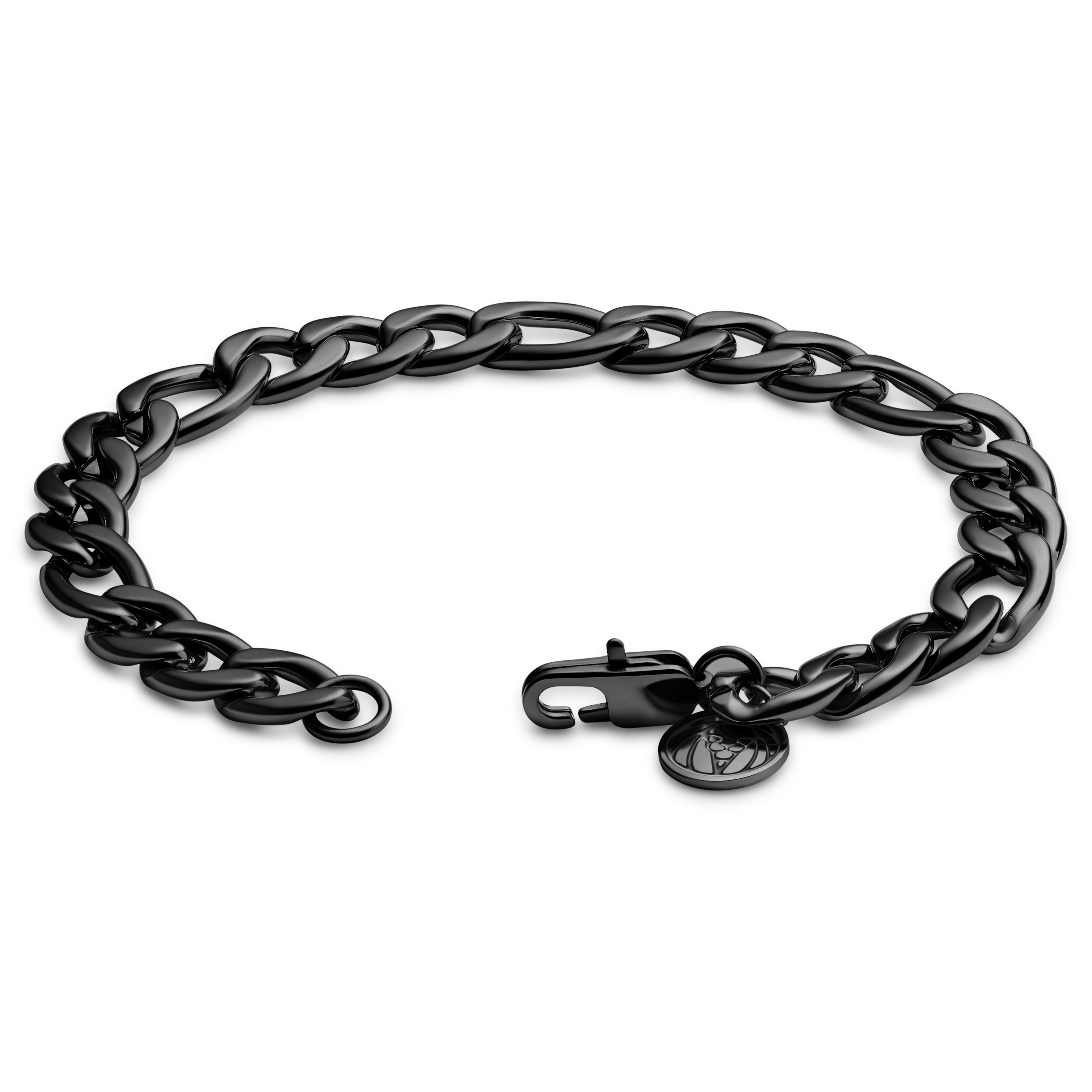 Essentials | Черна гривна от верижка фигаро 10 мм - 3