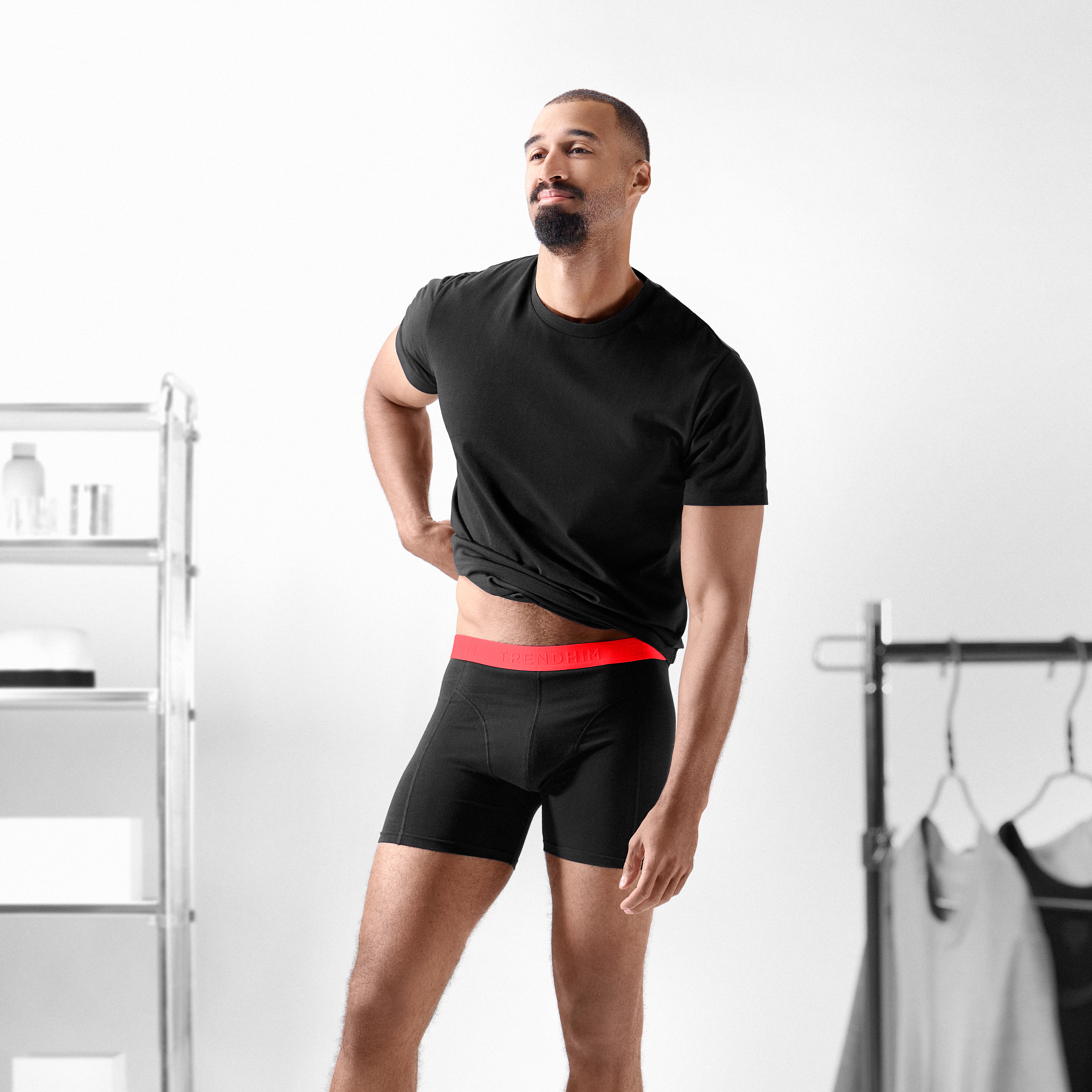 FlexFeel | 10-Pack Black Cotton Boxer Briefs with Neon Red Waistband - 4