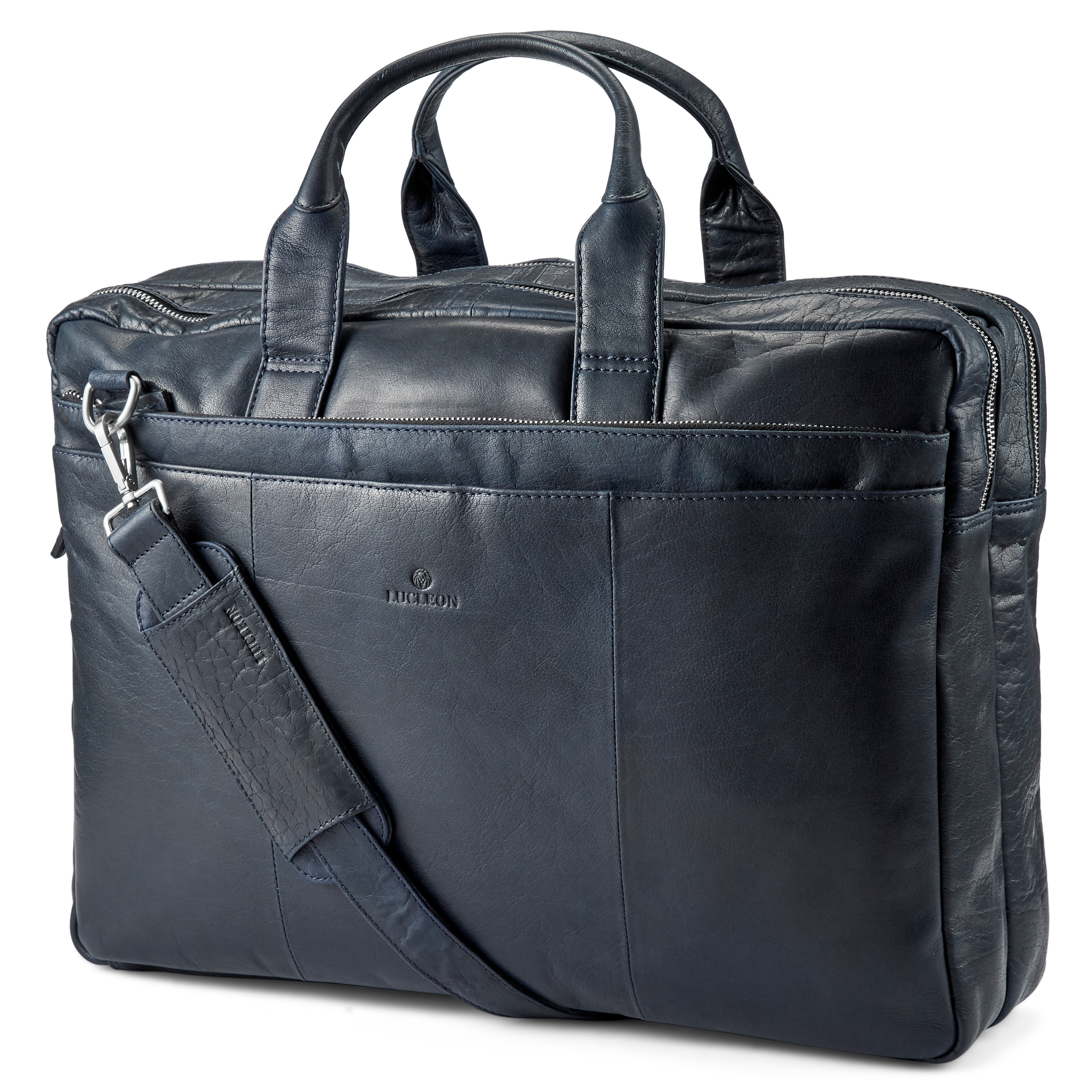 Montreal XL Marineblå Laptopveske av Skinn - 1