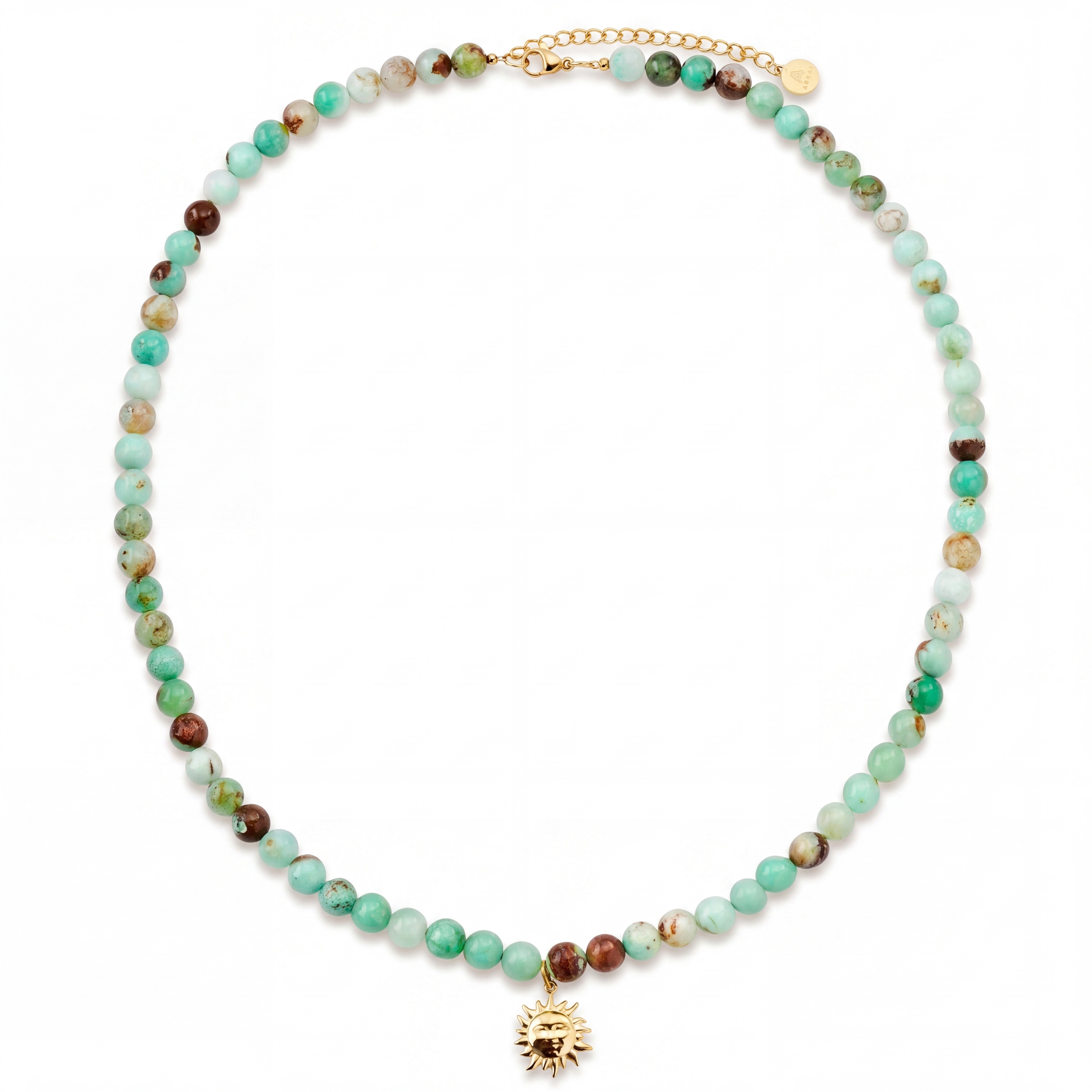 Mediterranean | Green Beaded Sun Charm Necklace - 2