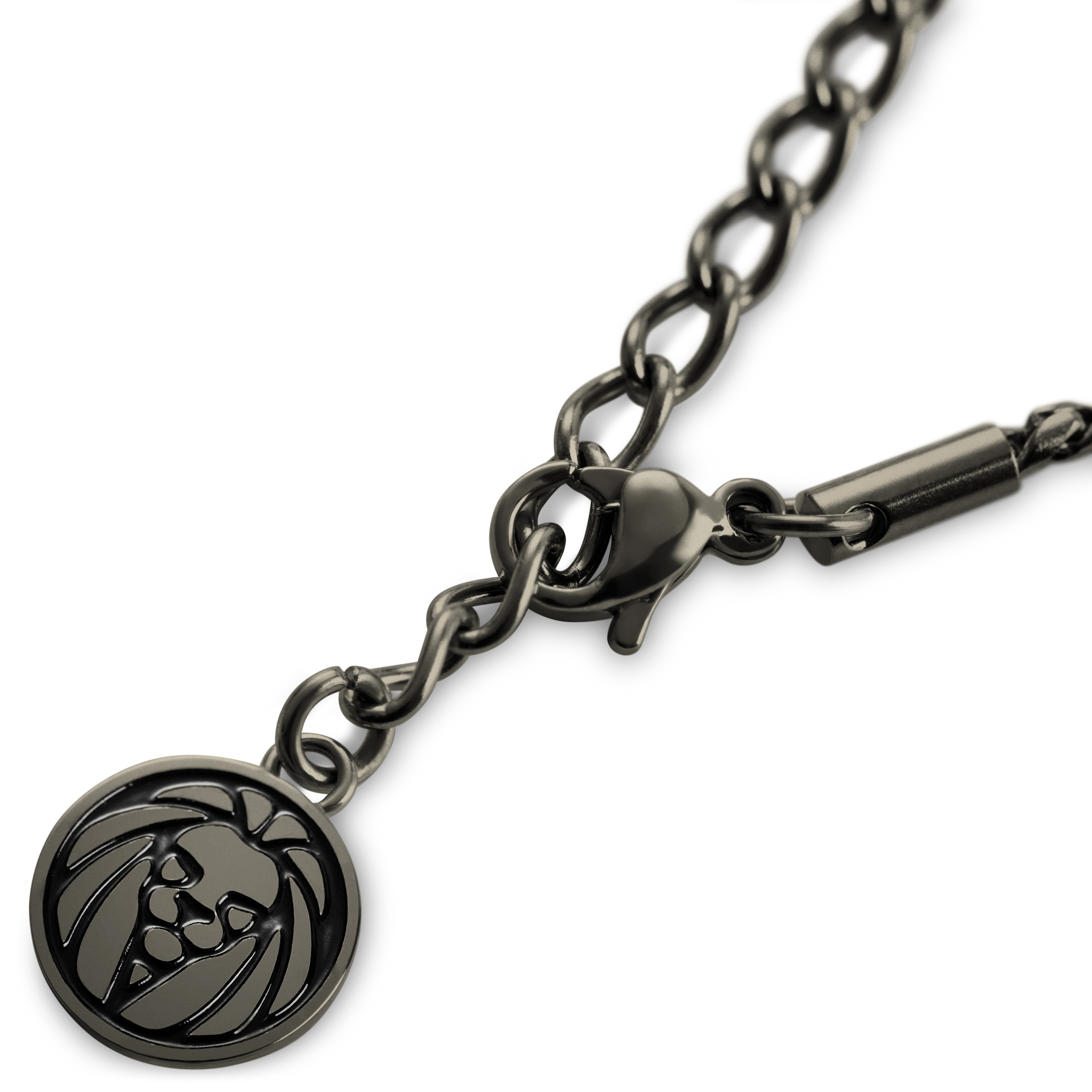 Icarus | Náhrdelník z nehrdzavejúcej ocele v sivočiernej farbe so psou známkou a brnením  - 4