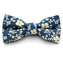 Azure Blue & White Floral Pre-Tied Bow Tie