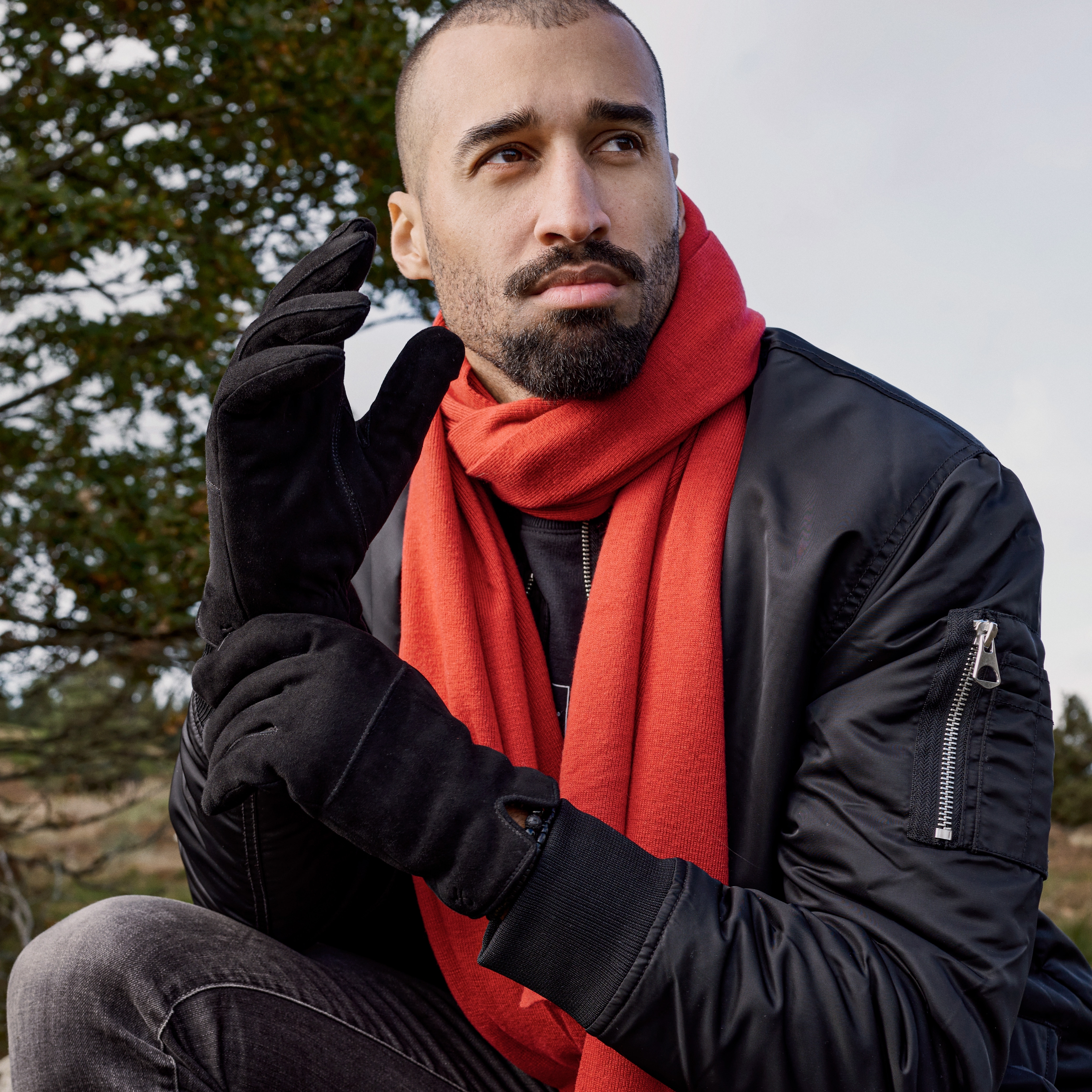 Hiems | Black Suede Leather Gloves - 4