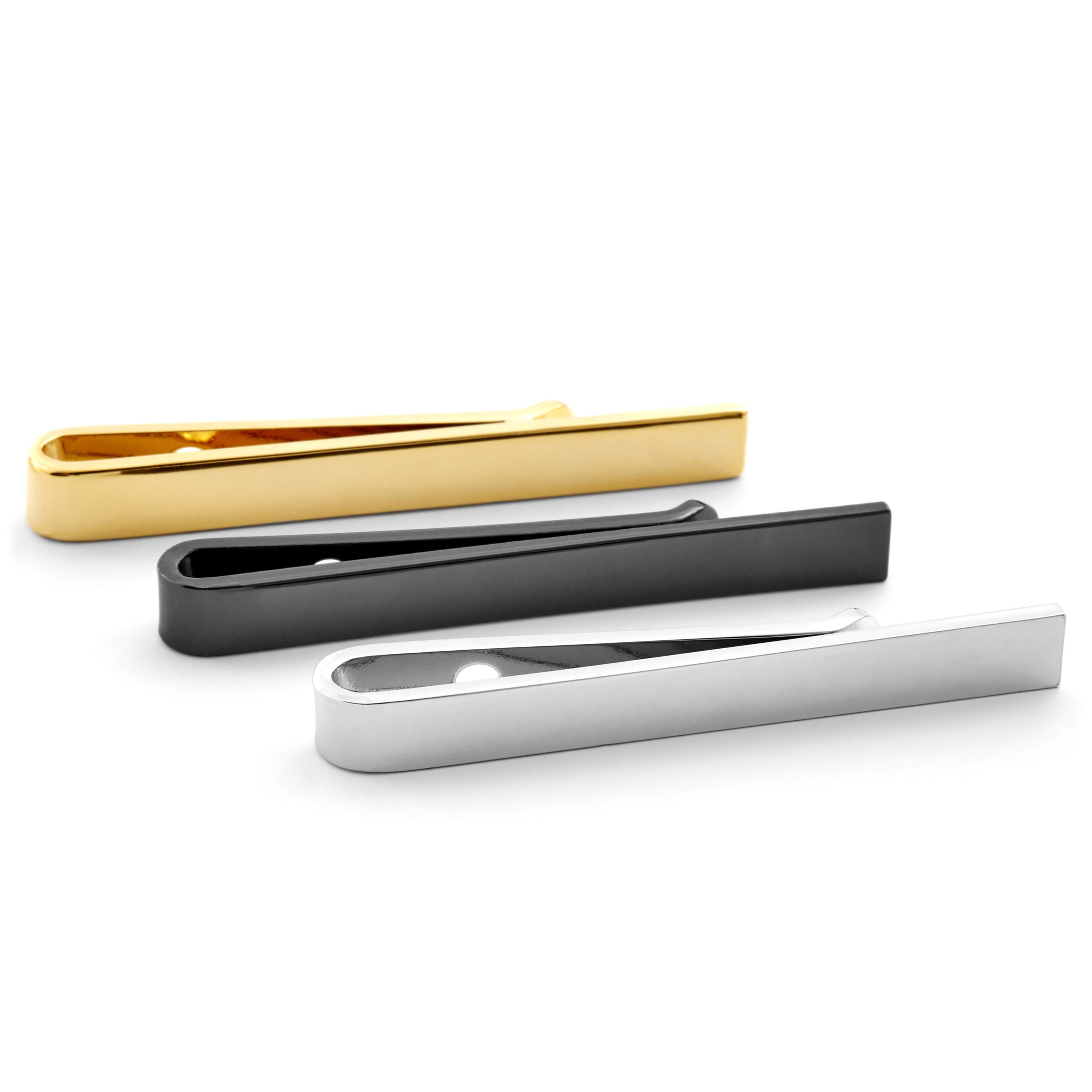 Gold-Tone, Silver-Tone & Black 3-Pack Tie Bars