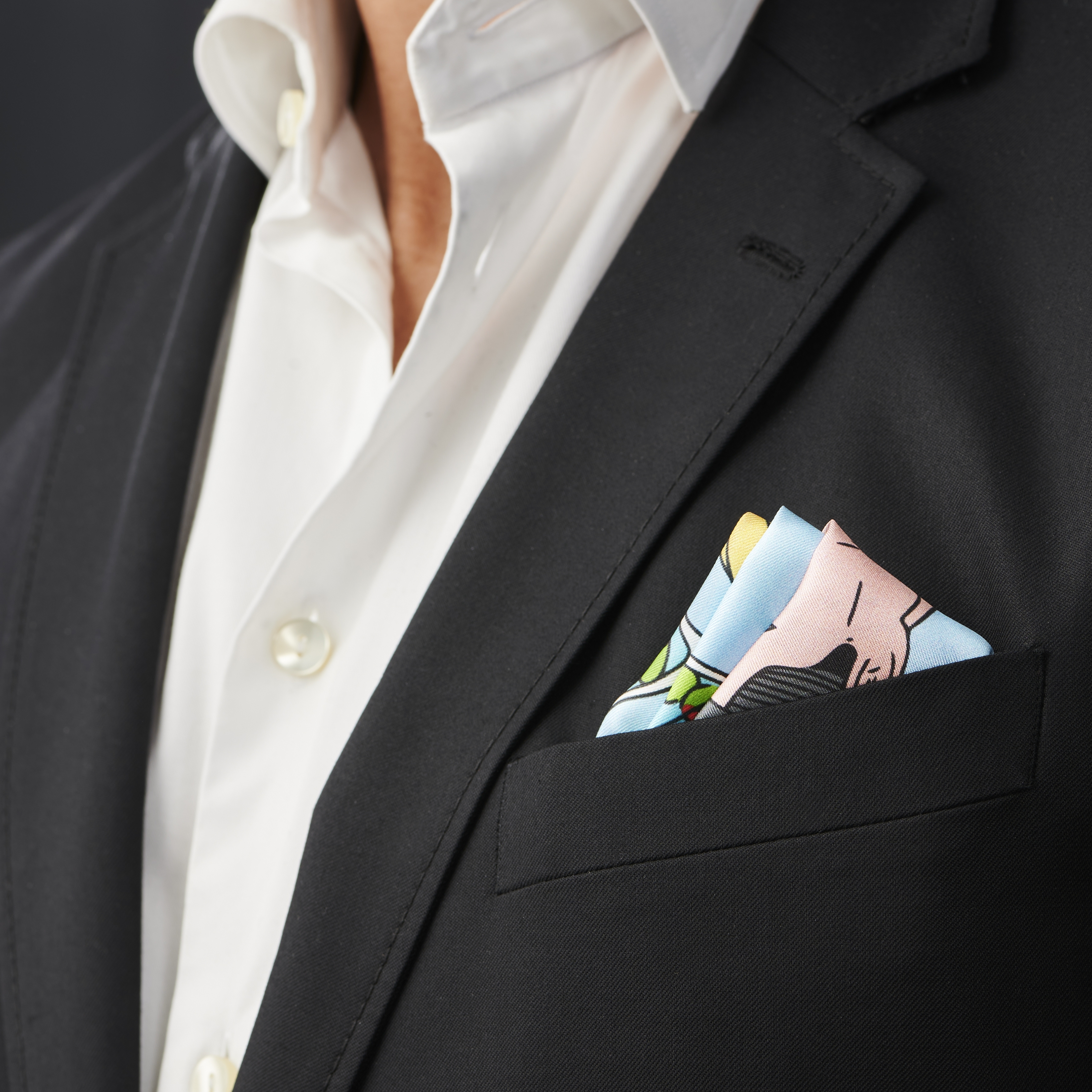 New Age | Black, Blue & Yellow Bryan E West Design Silk Pocket Square - 6