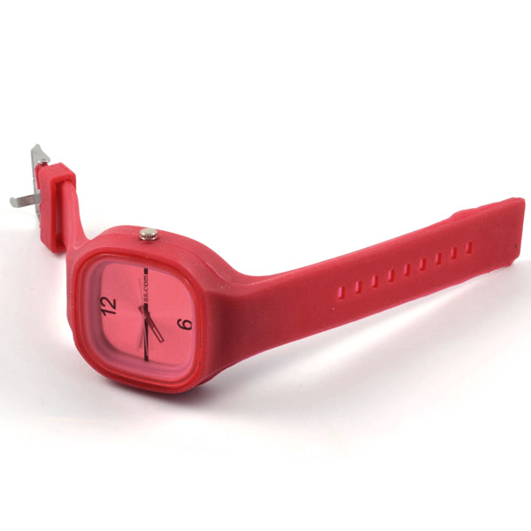 Rødt Firkantet Gummiur - 1