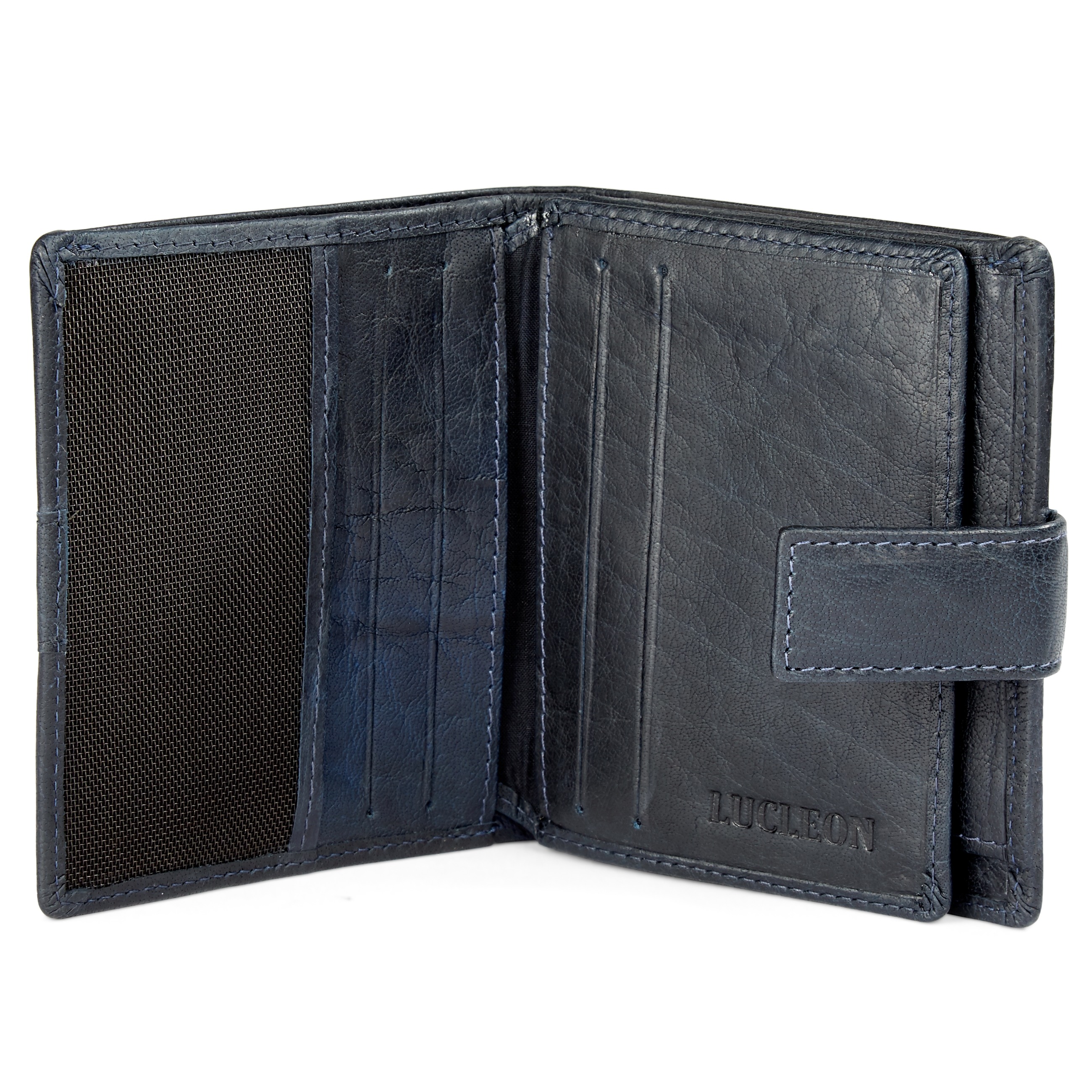Montreal Vertical Navy Blue RFID Leather Wallet - 2