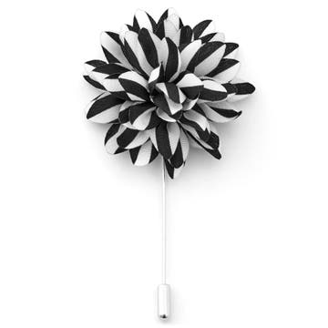 Blumen Reversnadel In Schwarz & Weiß