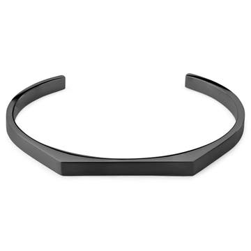 Bracelet manchette angulaire réglable en acier inoxydable noir mat de 5 mm Bracelet manchette angulaire réglable en acier inoxydable noir mat de 5 mm