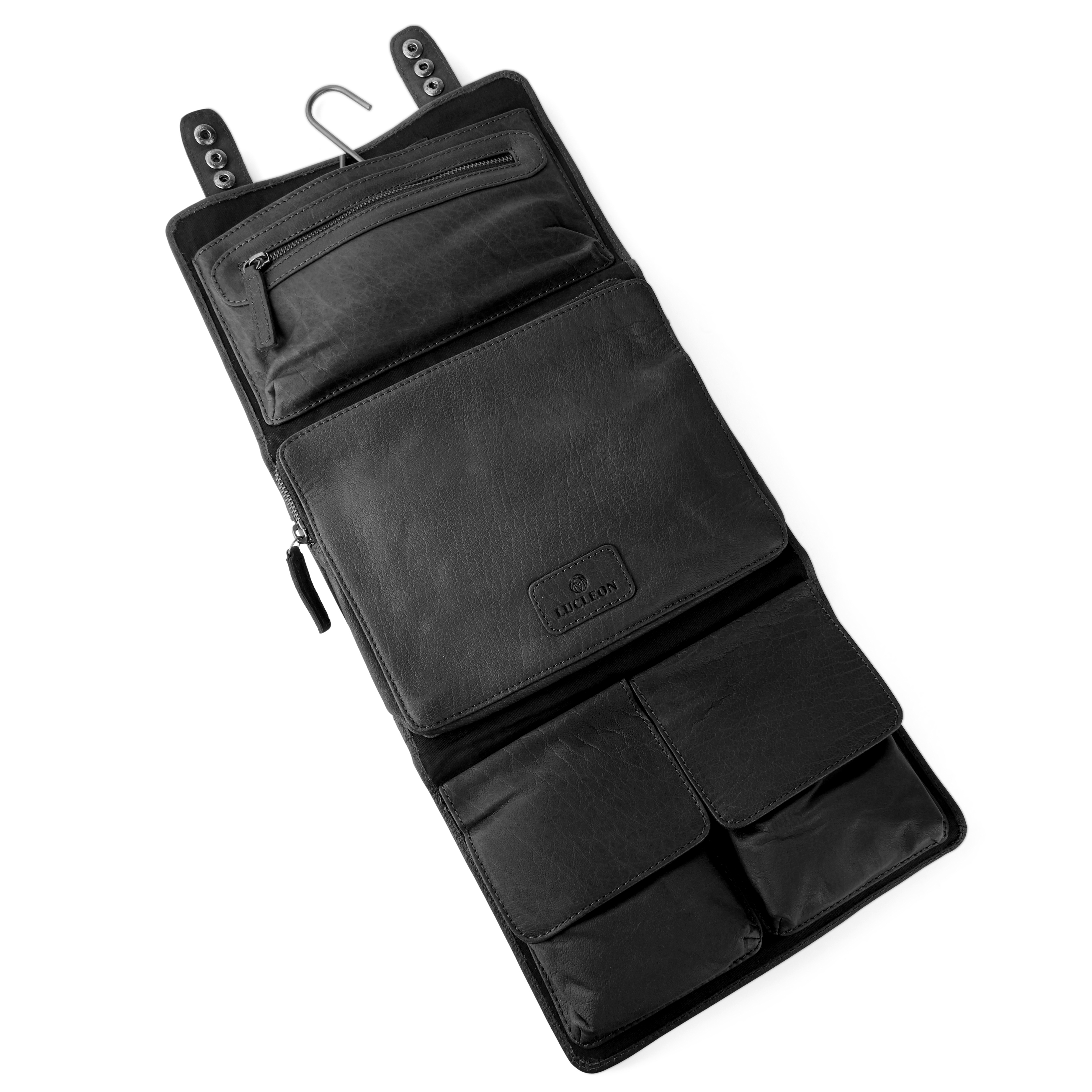 Oxford Zwarte Hangende Lederen Toilettasset - 3