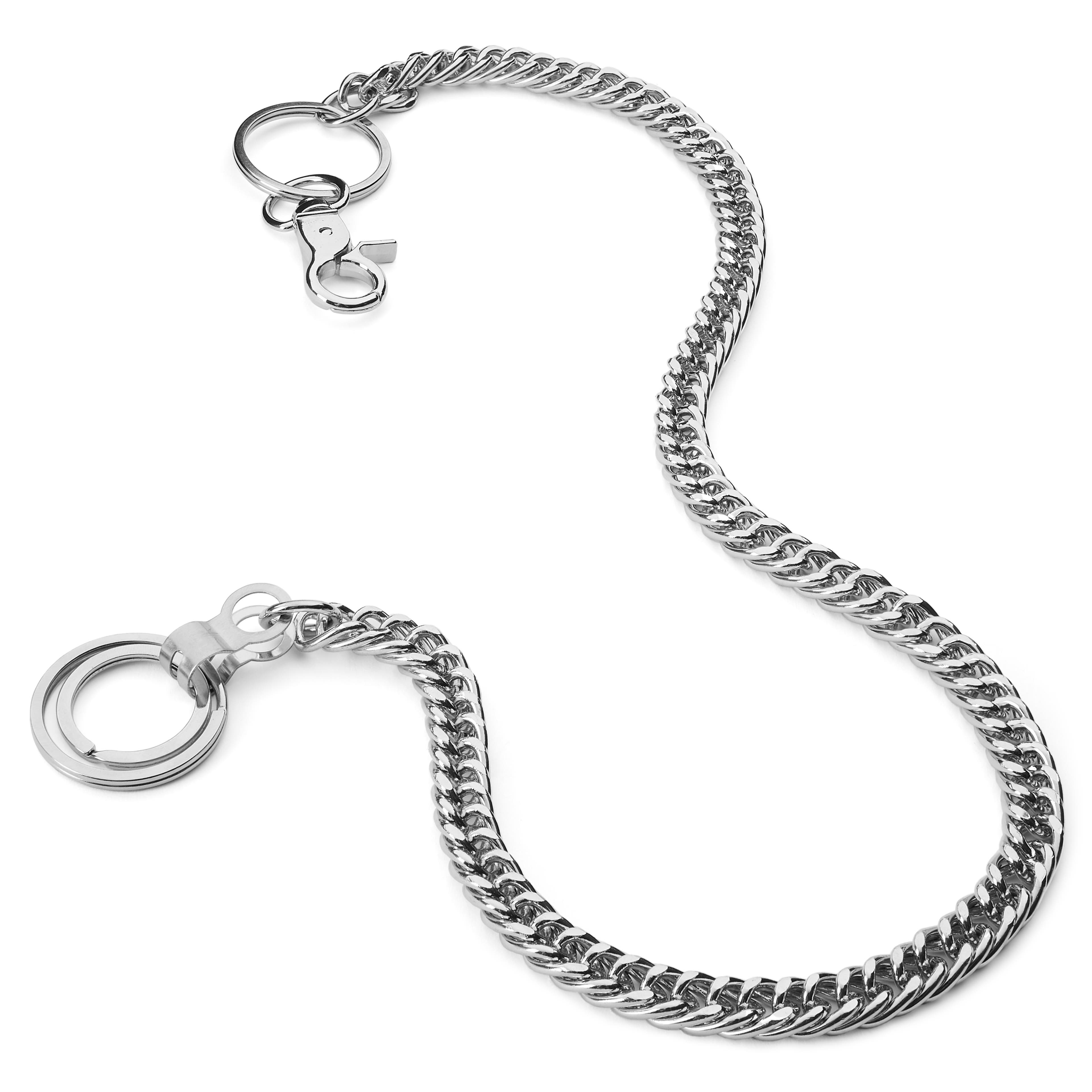 3 Ring Silver-Tone Wallet Chain