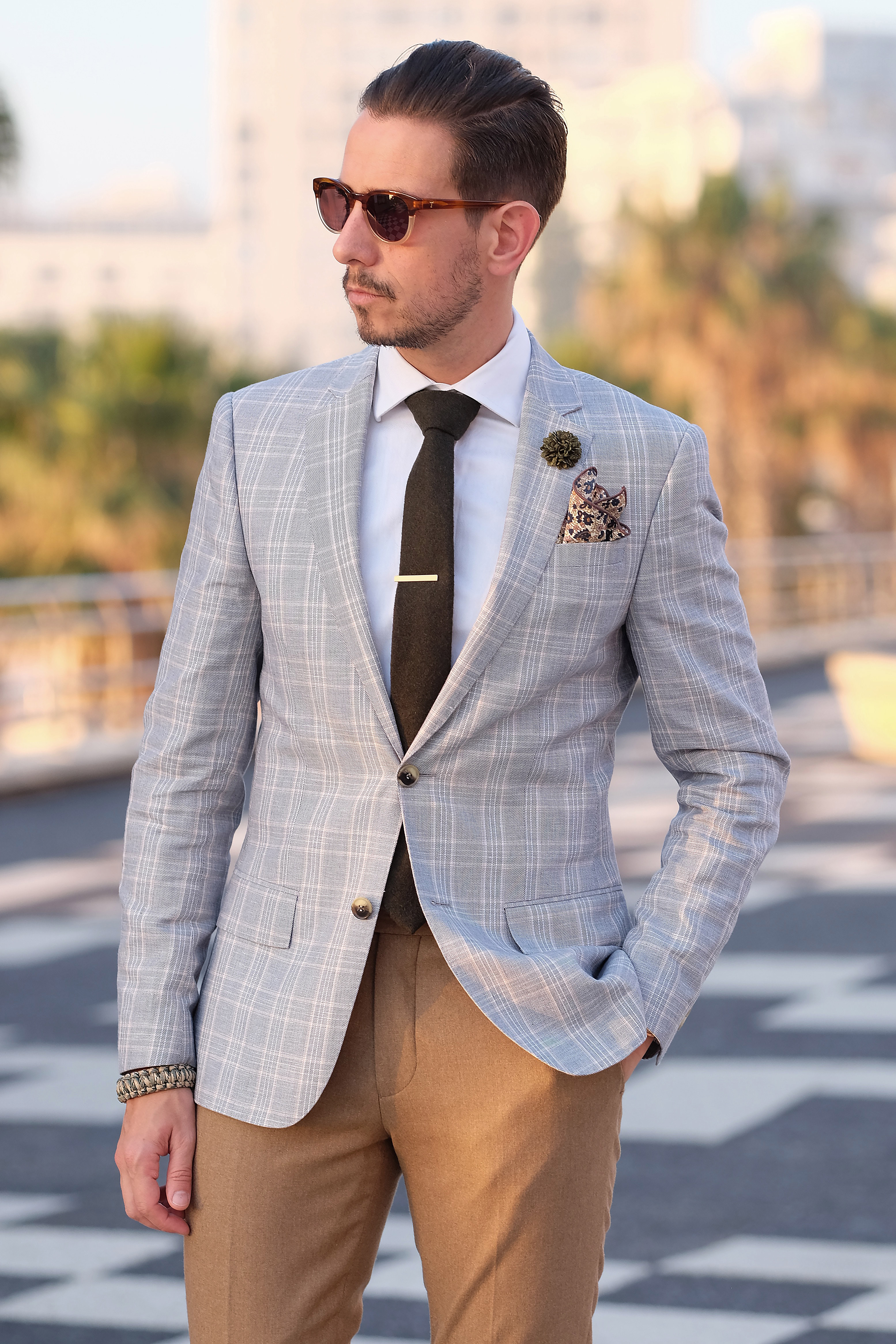 Corbata natural hecha a mano en verde oliva  - 4