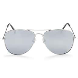 Warren Silver-Tone Aviator Sunglasses - 2 - hover gallery